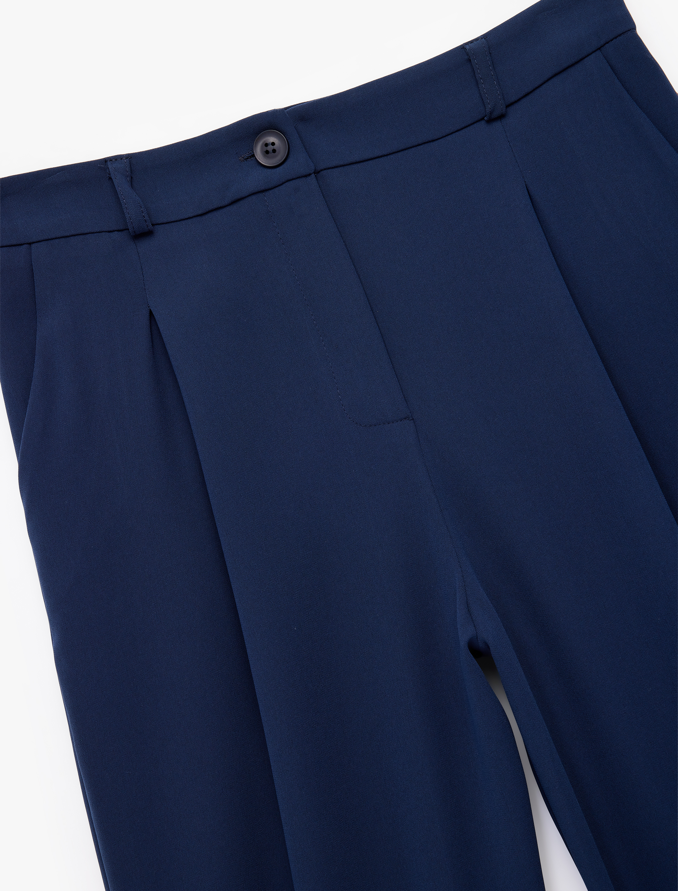   Krep Kumaş Cepli Pile Detaylı Yüksek Bel Geniş Paça Palazzo Pantolon