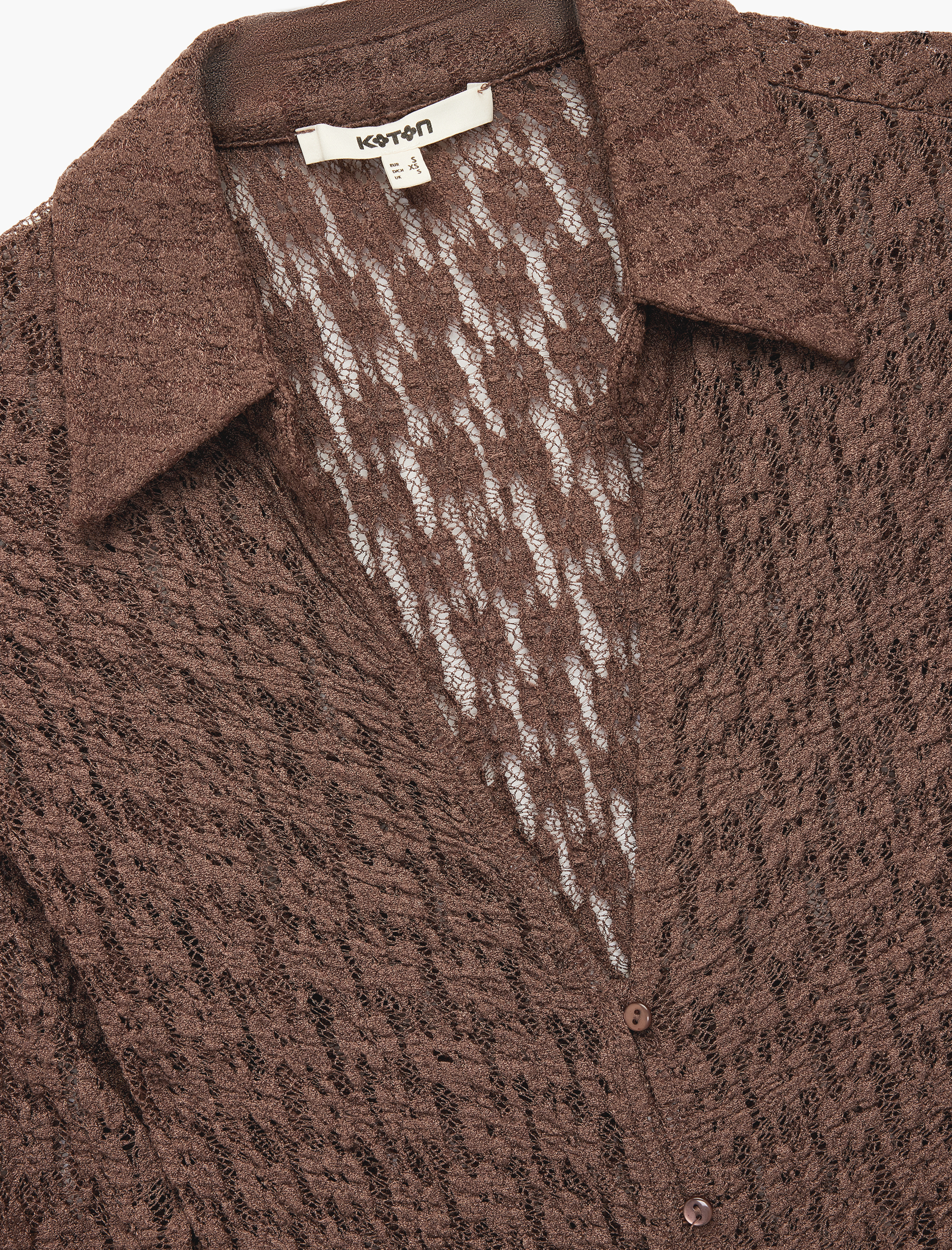   Slim Fit Yarı Transparan Uzun Kollu Kaçık Yaka Dantel Gömlek