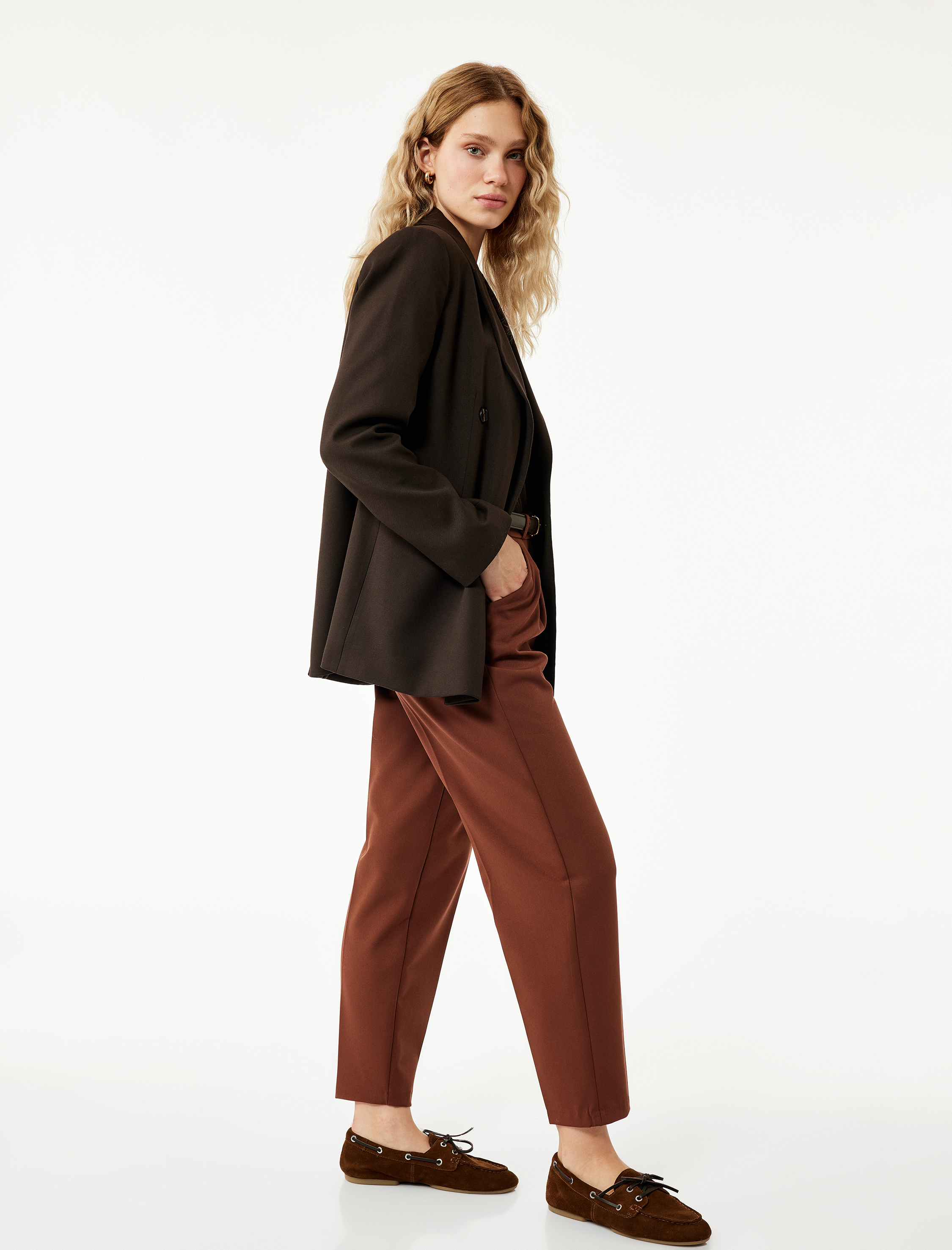   Regular Fit Cepli Kemer Detaylı Havuç Pantolon