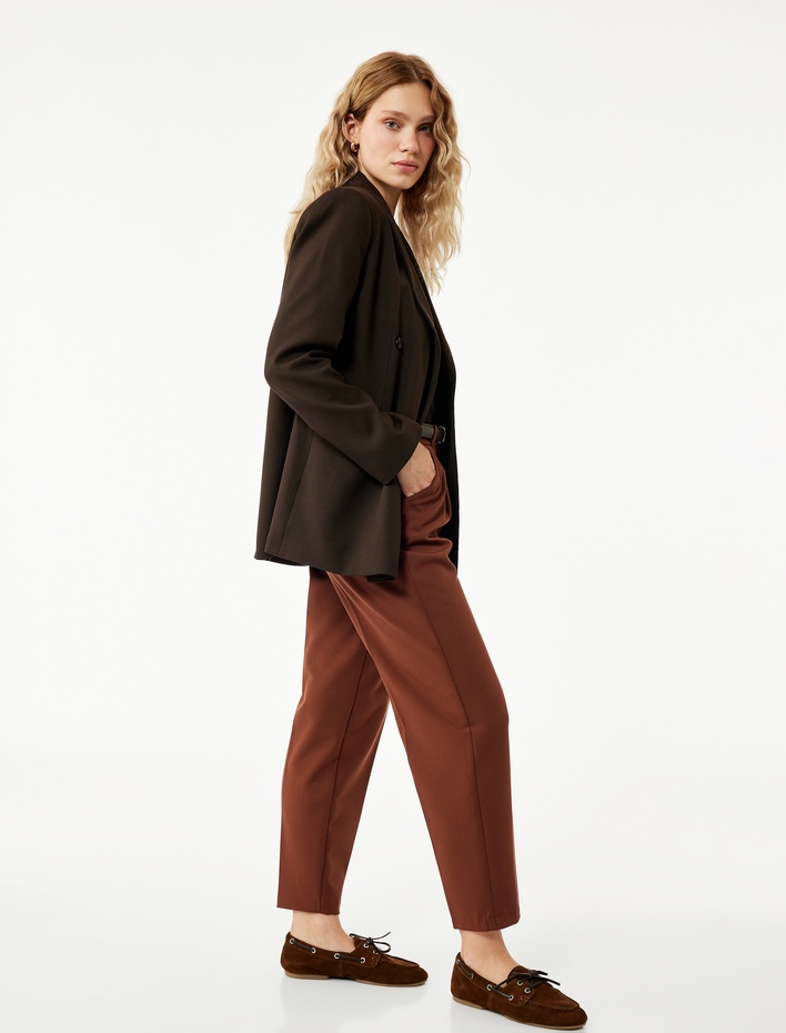  Regular Fit Cepli Kemer Detaylı Havuç Pantolon