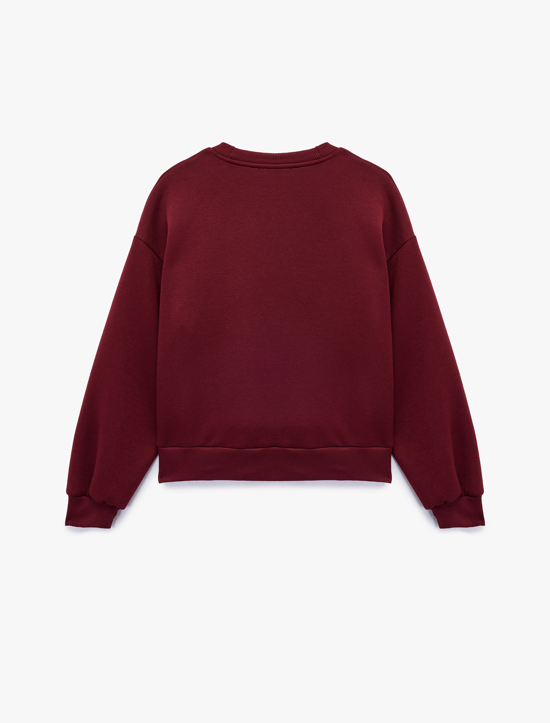   Üç İplik Şardonlu Uzun Kollu Bisiklet Yaka Basic Sweatshirt