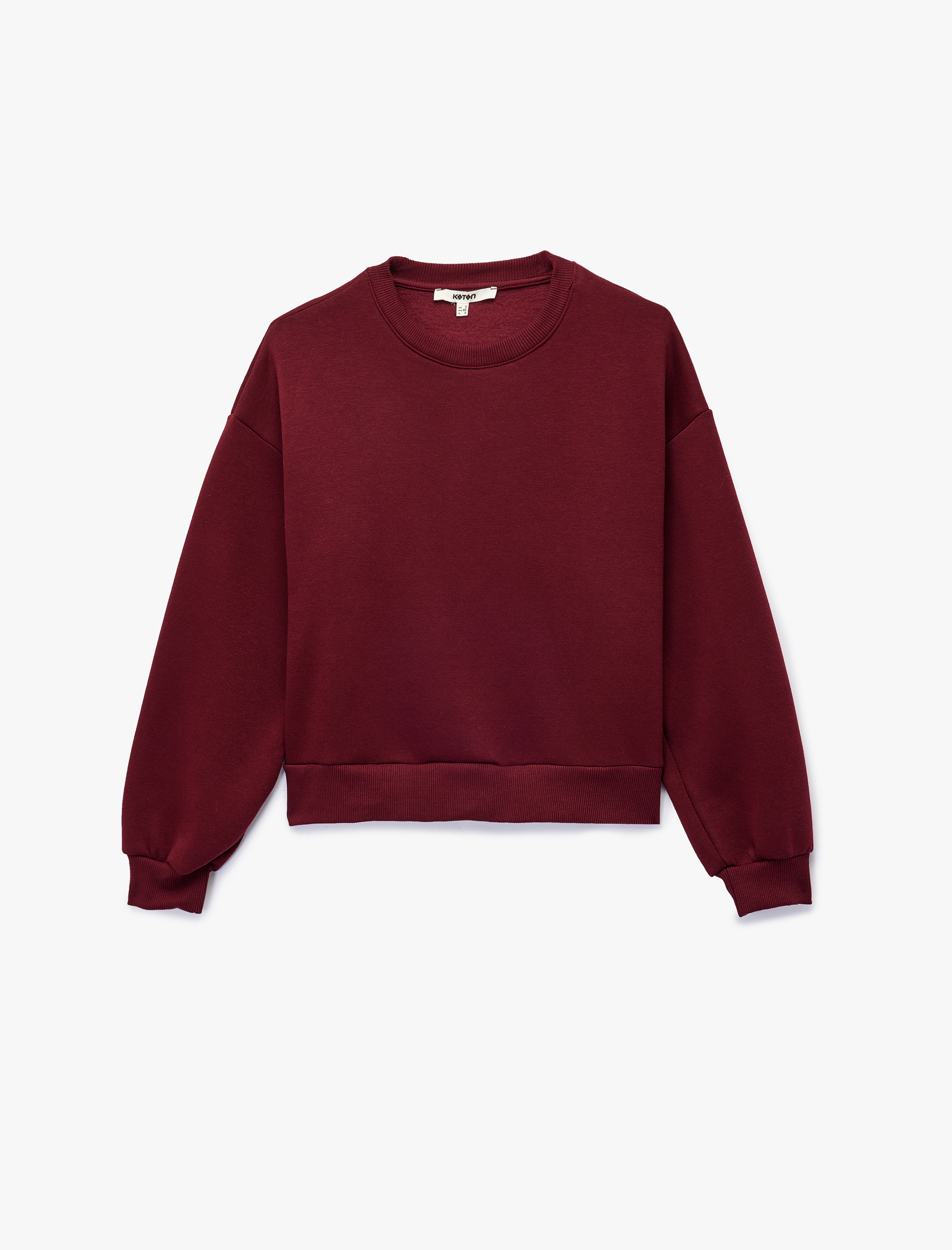   Üç İplik Şardonlu Uzun Kollu Bisiklet Yaka Basic Sweatshirt