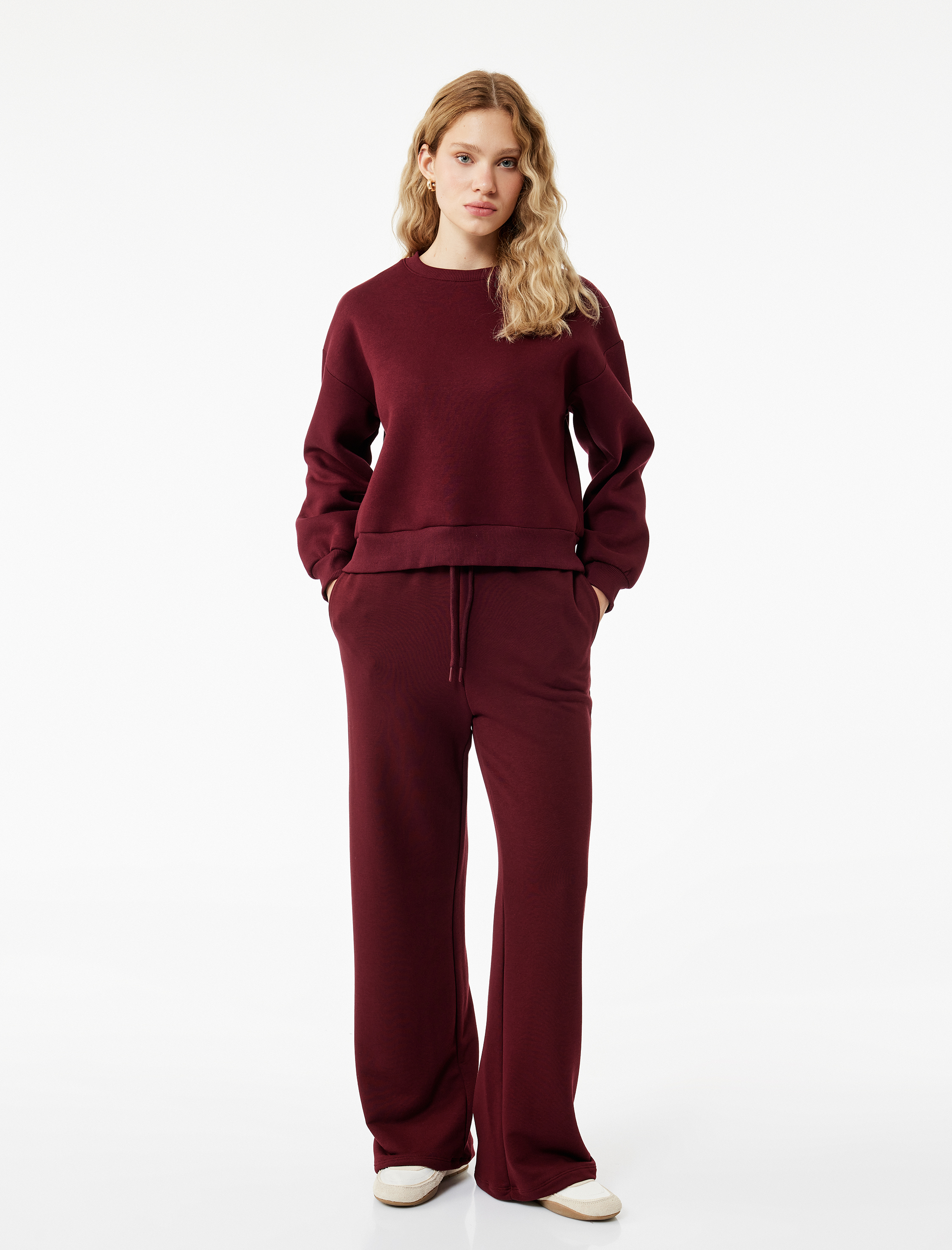   Üç İplik Şardonlu Uzun Kollu Bisiklet Yaka Basic Sweatshirt