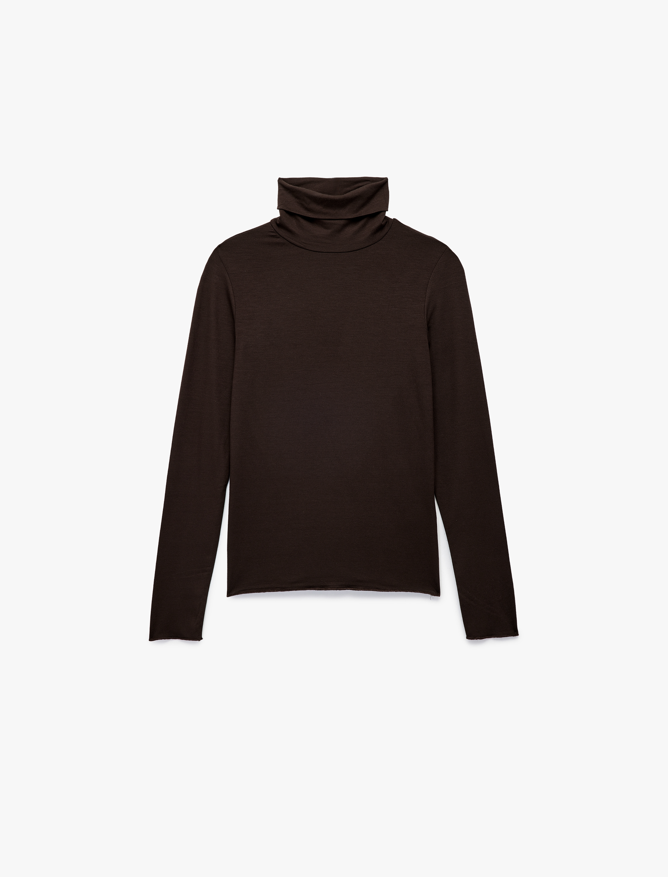   Slim Fit Viskon Kumaş Uzun Kollu Balıkçı Yaka Tişört