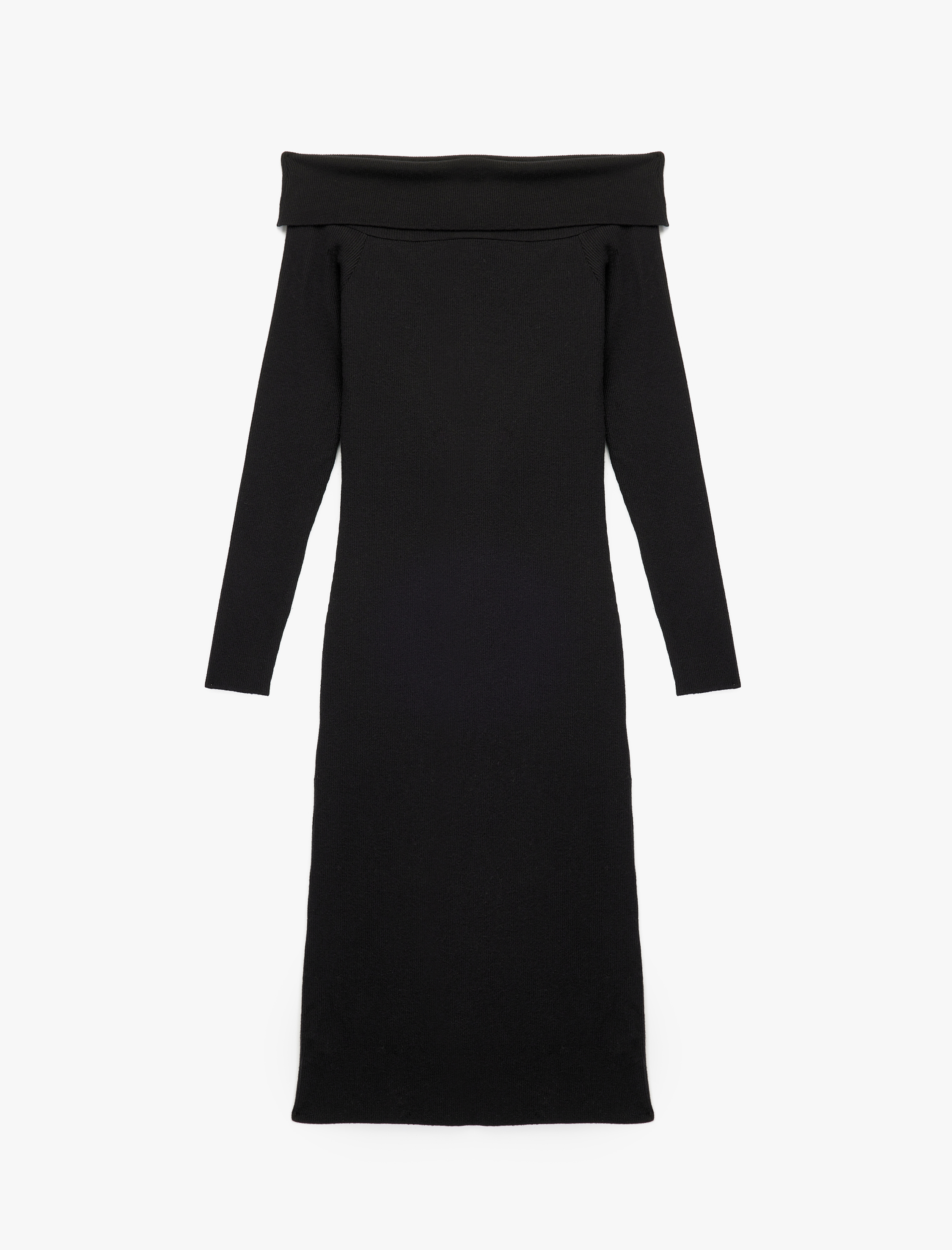   Uzun Kollu Omzu Açık Uzun Triko Elbise