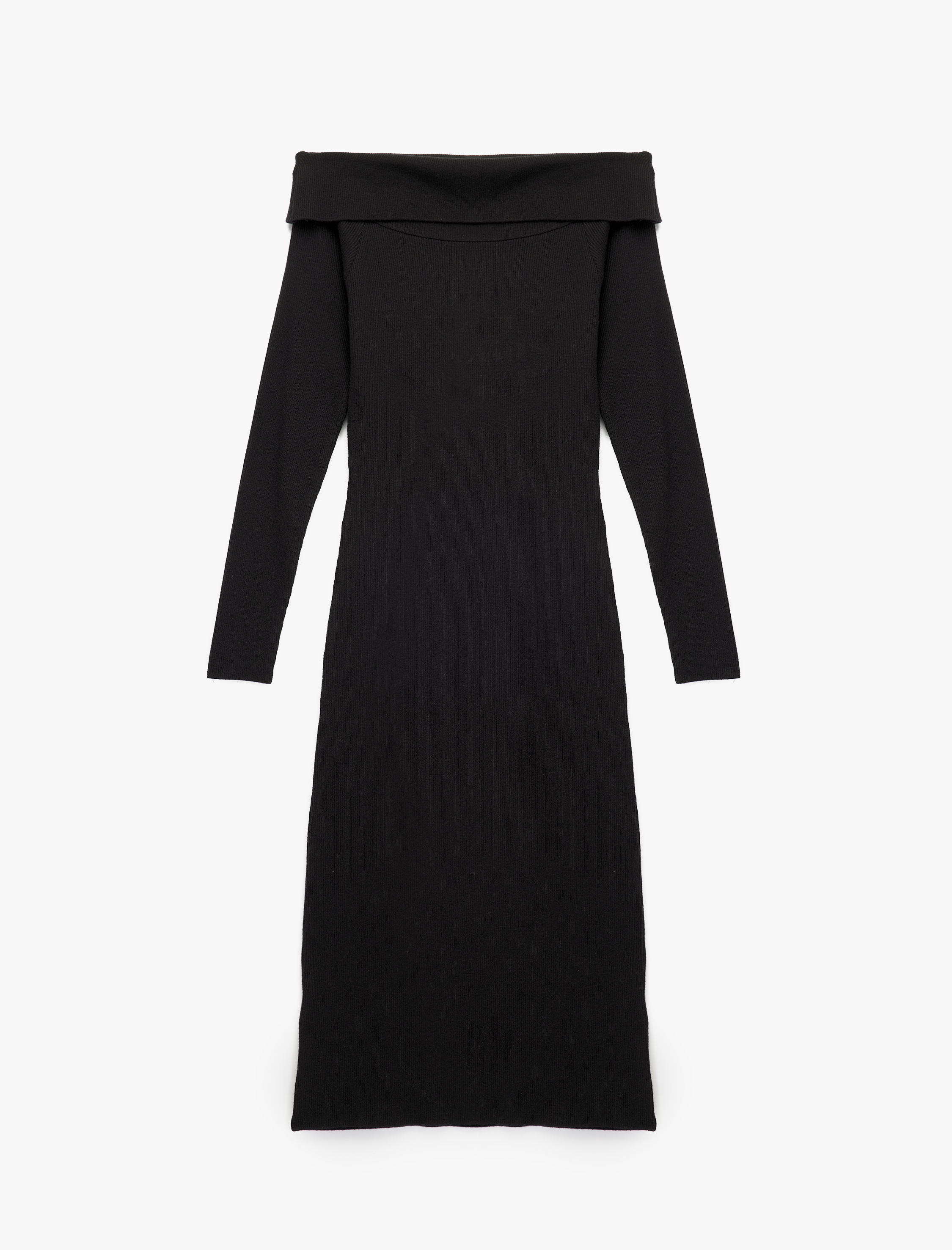   Uzun Kollu Omzu Açık Uzun Triko Elbise