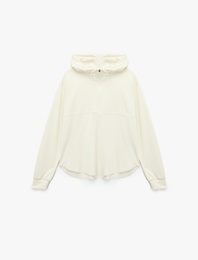 Yarım Fermuarlı Kapüşonlu Oversize Spor Sweatshirt