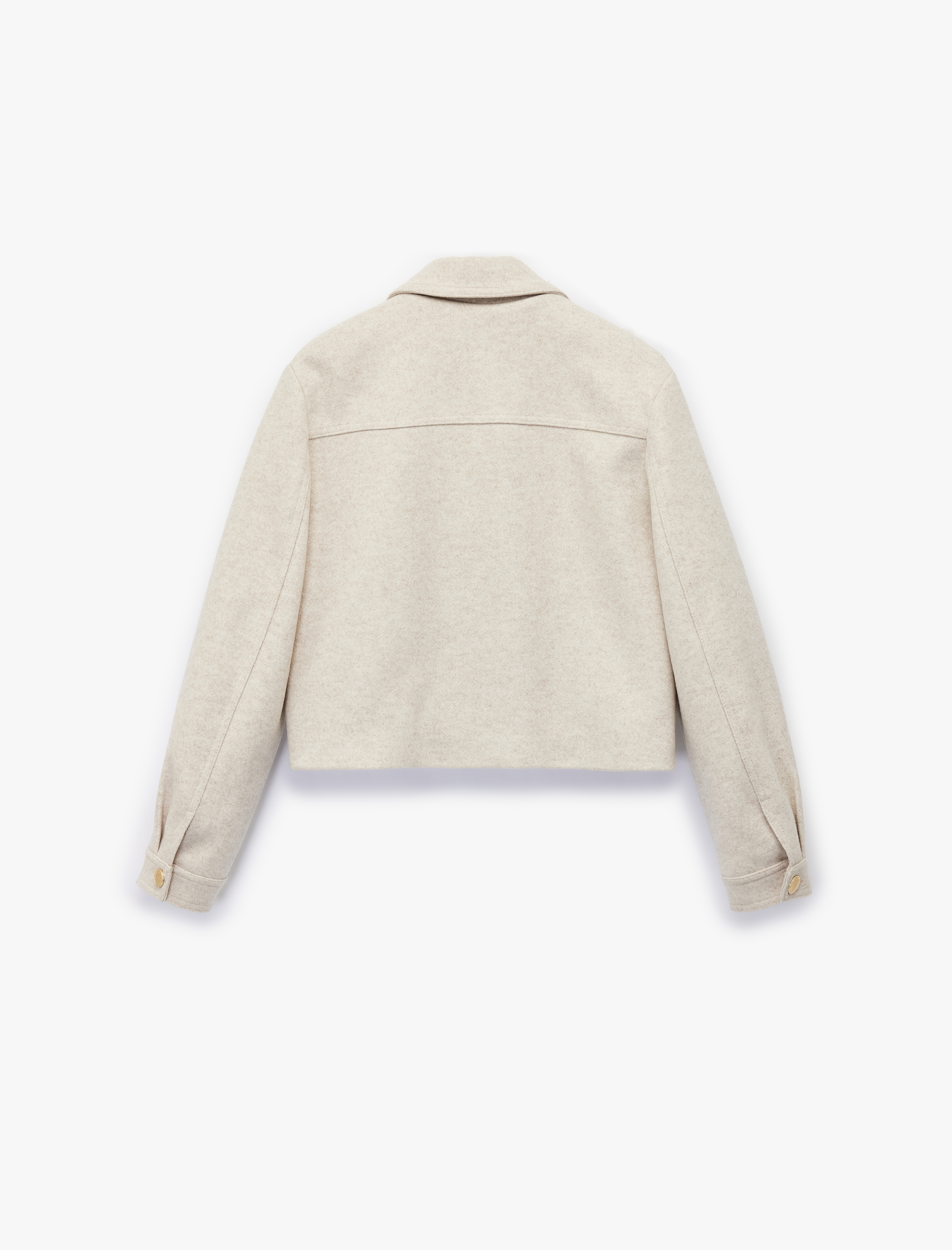   Aplike Cepli Uzun Kollu Kaşe Ceket