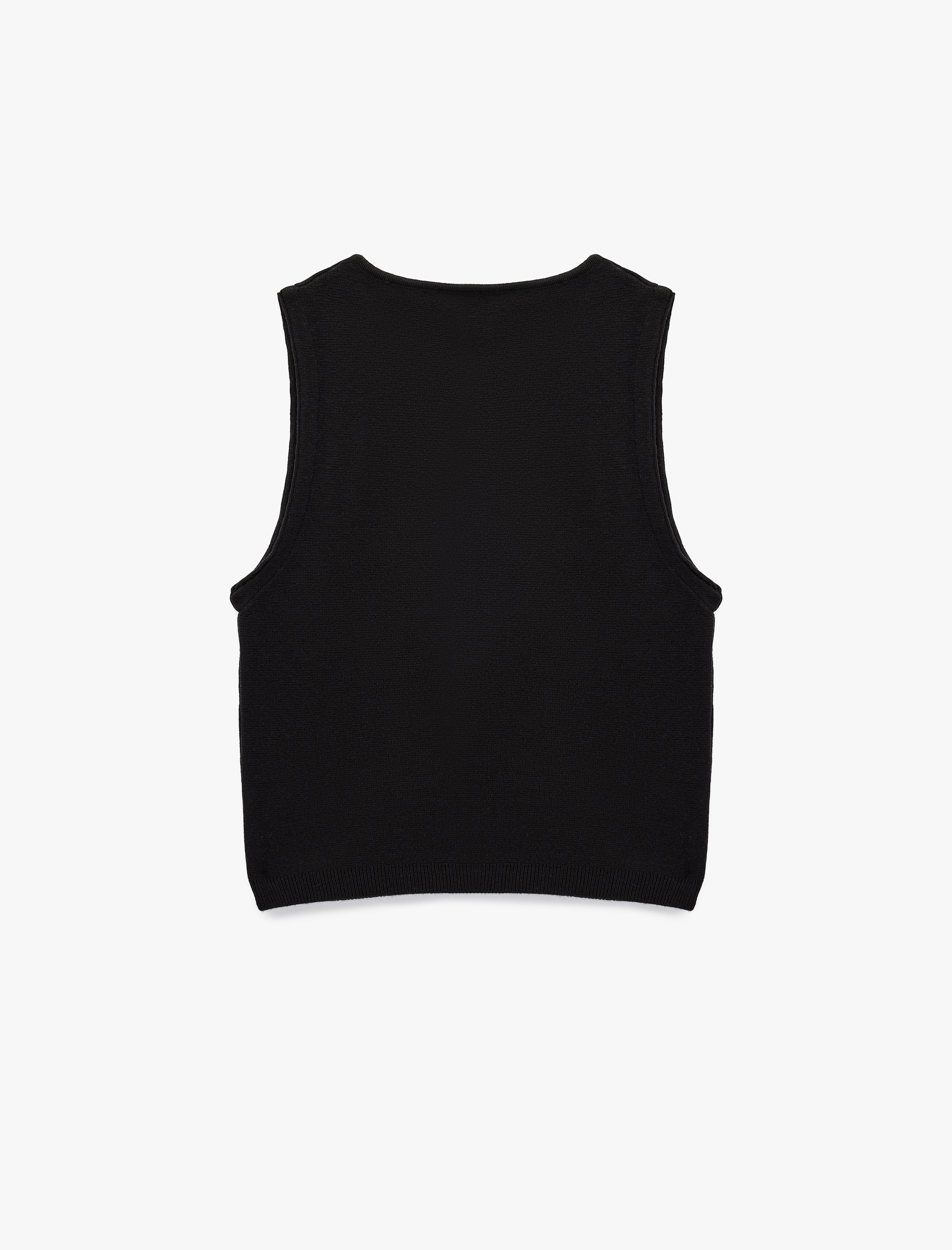 Çiçek Düğme Detaylı Bisiklet Yaka Triko Yelek