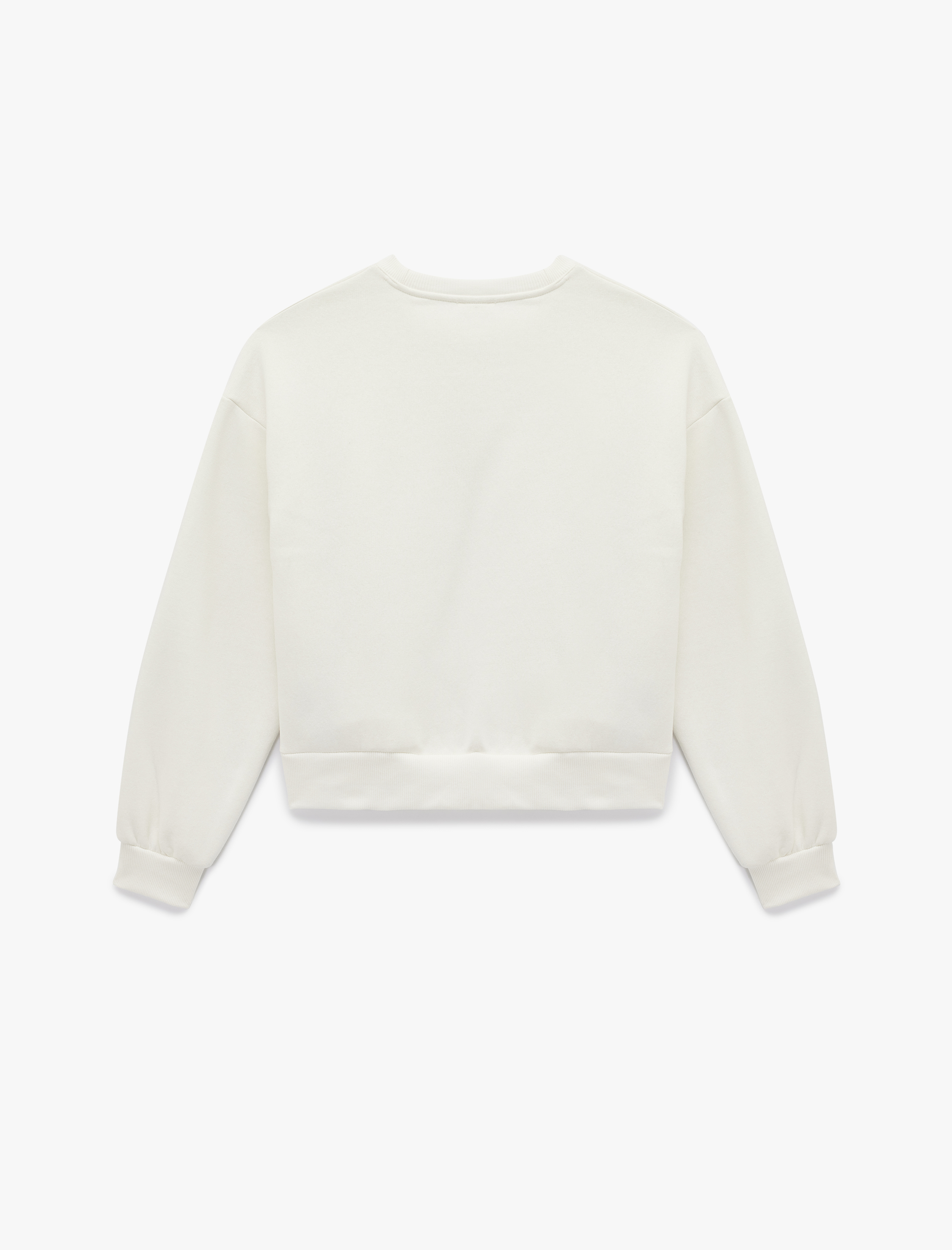   Üç İplik Şardonlu Uzun Kollu Bisiklet Yaka Basic Sweatshirt