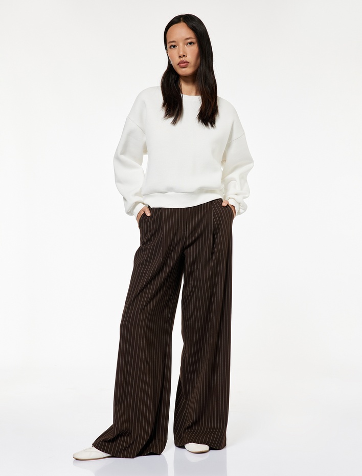  Üç İplik Şardonlu Uzun Kollu Bisiklet Yaka Basic Sweatshirt