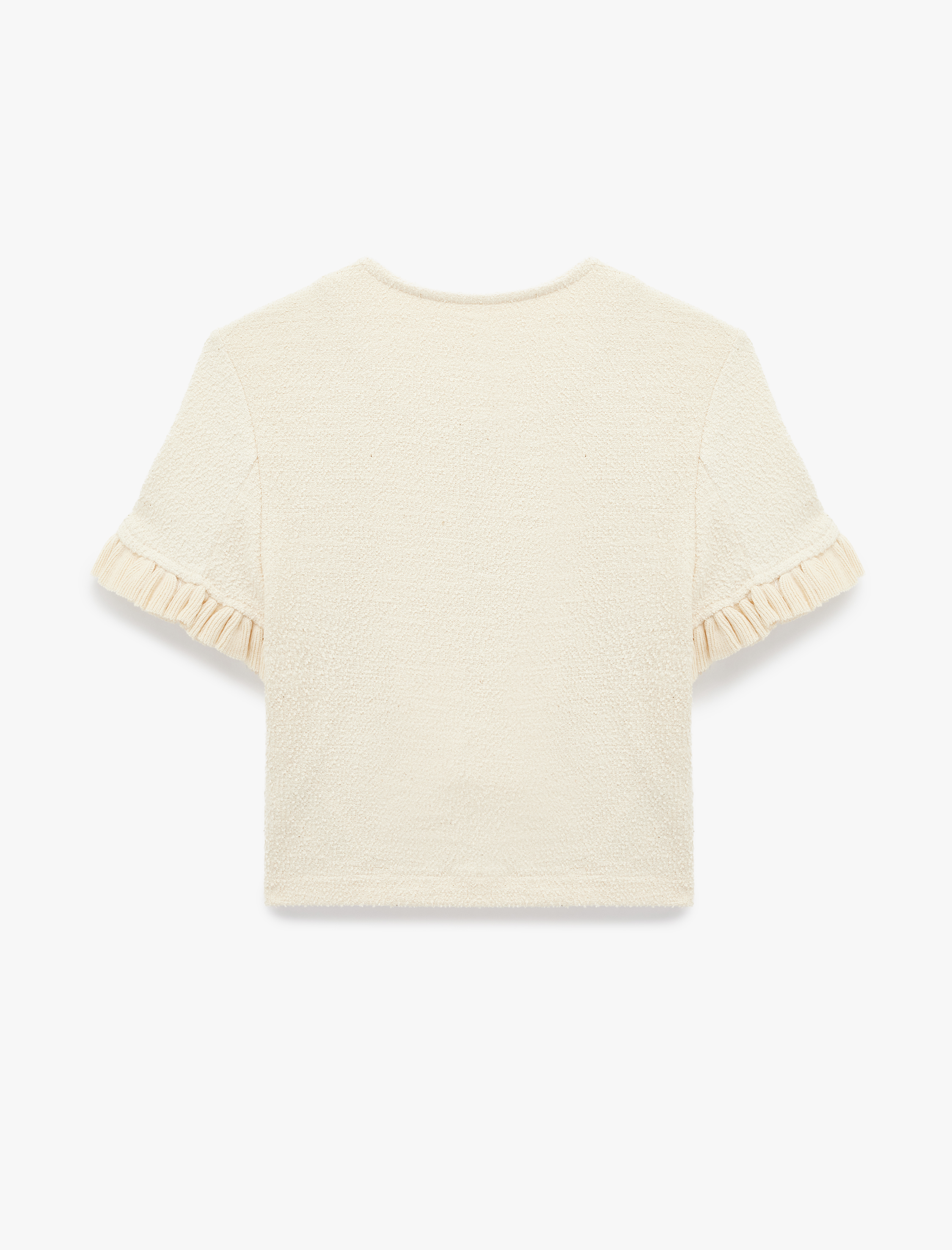   Cepli Fırfır Detaylı Kısa Kollu Bisiklet Yaka Triko Hırka