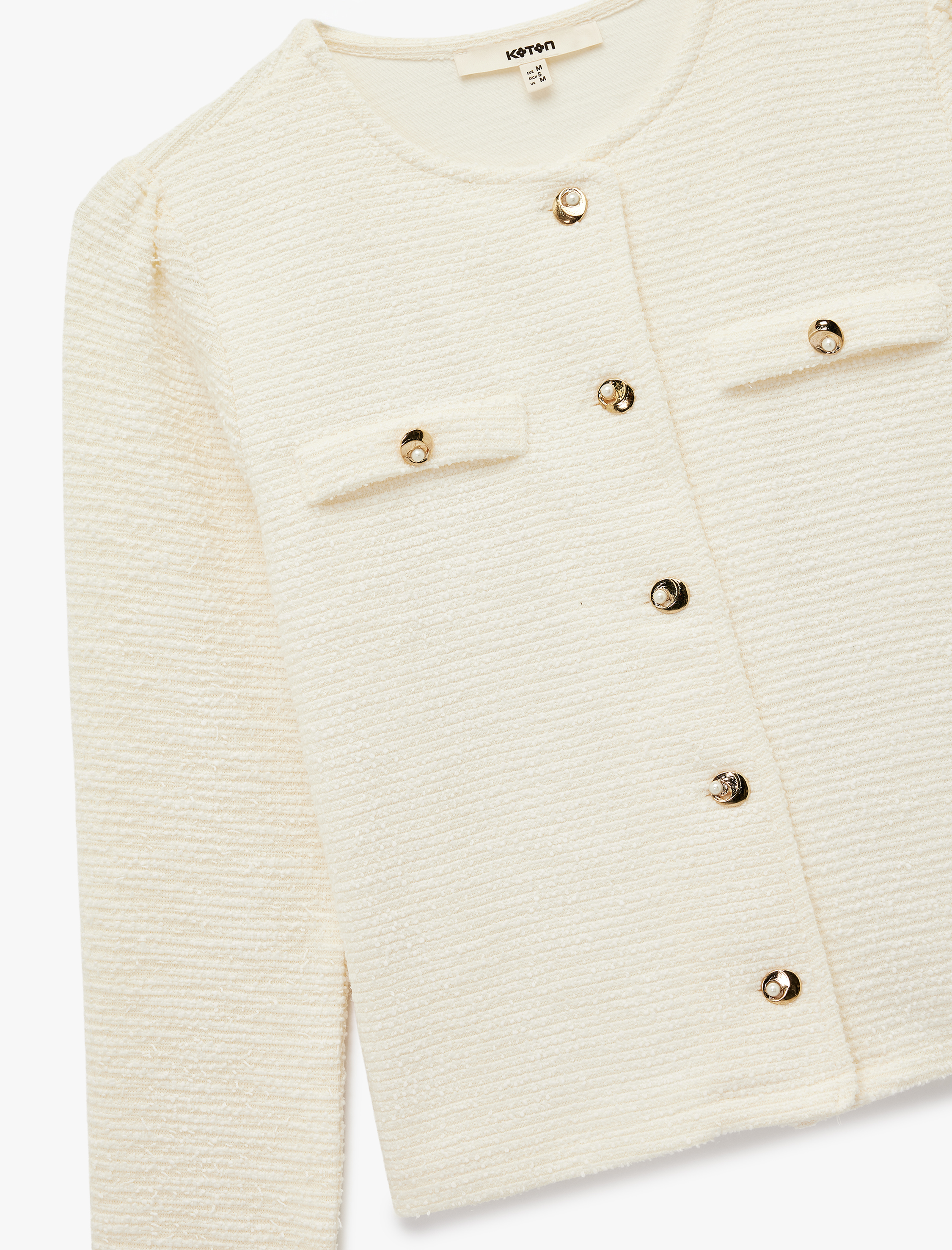 Slim Fit Uzun Kollu Aplike Detaylı Dokulu Bisiklet Yaka Hırka