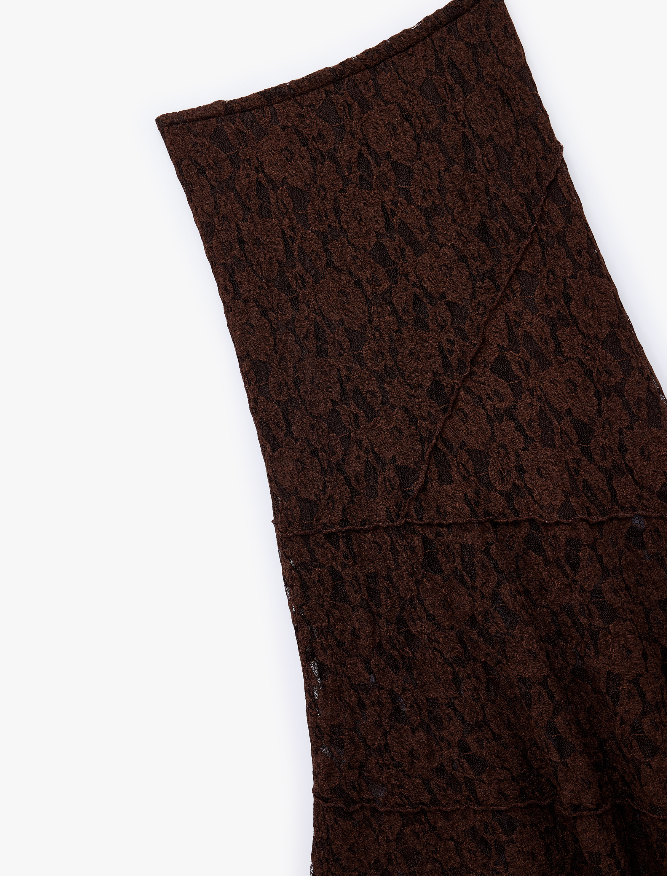 Asimetrik Kesim Midi Dantelli Etek