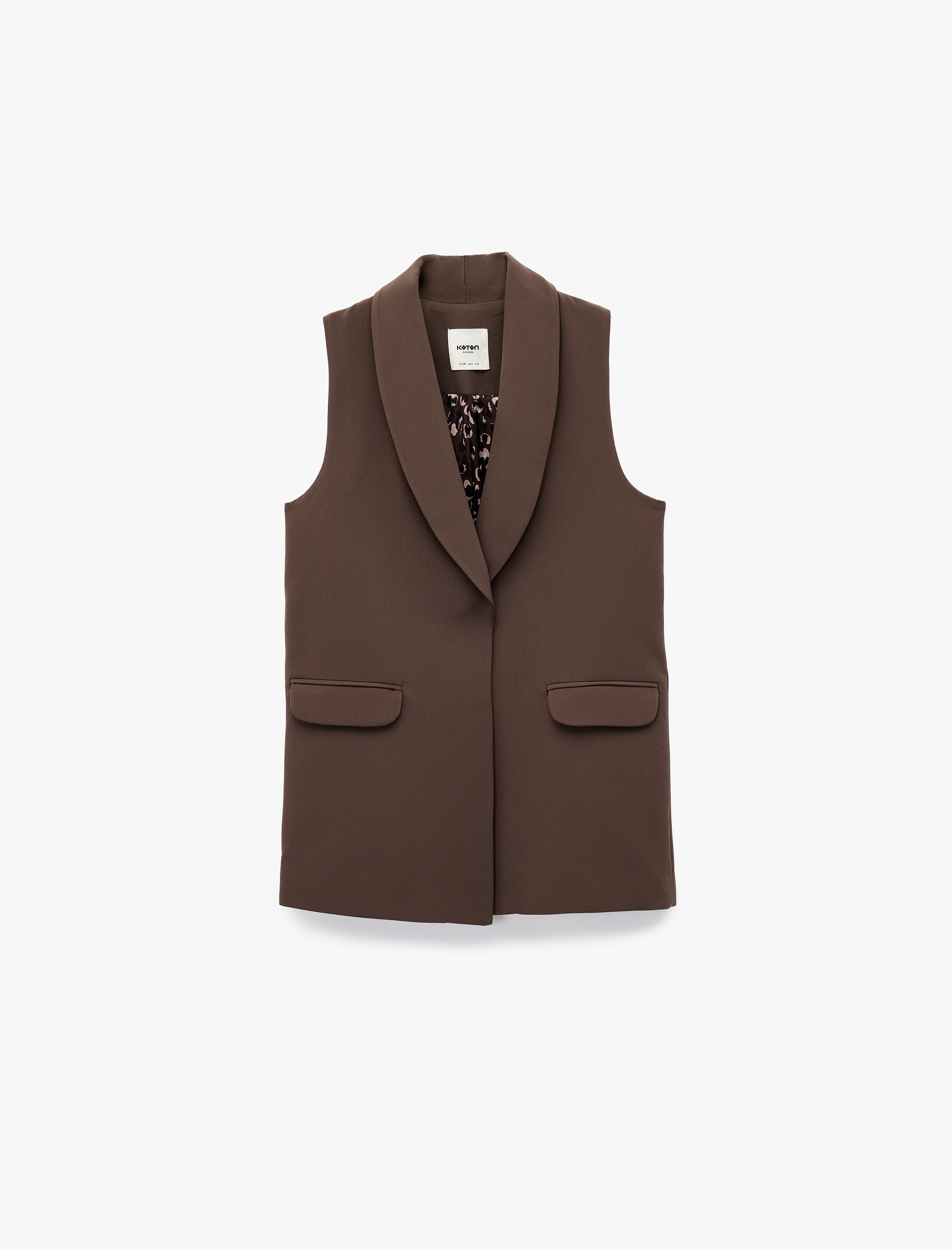   Cep Detaylı Kruvaze Kolsuz Uzun Blazer Yelek