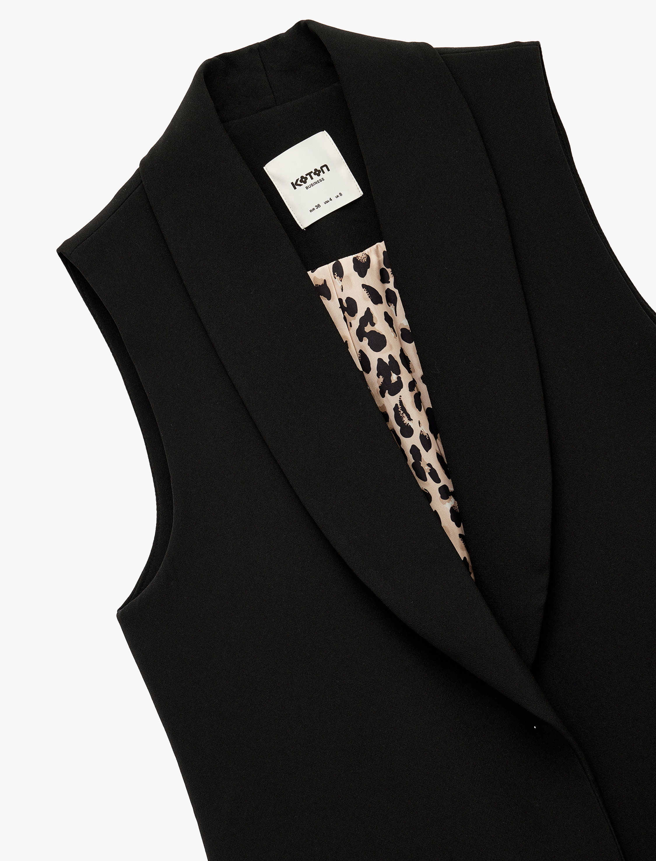   Cep Detaylı Kruvaze Kolsuz Uzun Blazer Yelek