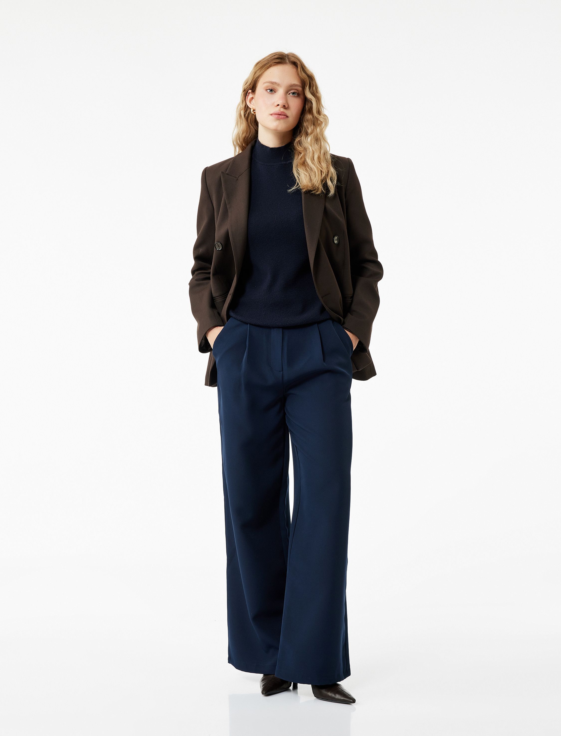   Pileli Cepli Uzun Geniş Paça Palazzo Pantolon