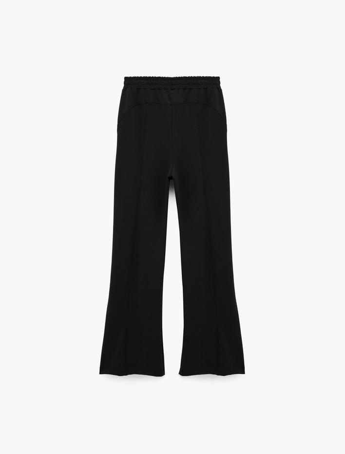  Yüksek Bel Oversize Şardonlu Geniş Paça Modal Karışımlı Spor Eşofman Altı