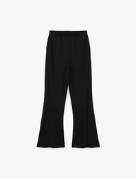 Yüksek Bel Oversize Şardonlu Geniş Paça Modal Karışımlı Spor Eşofman Altı