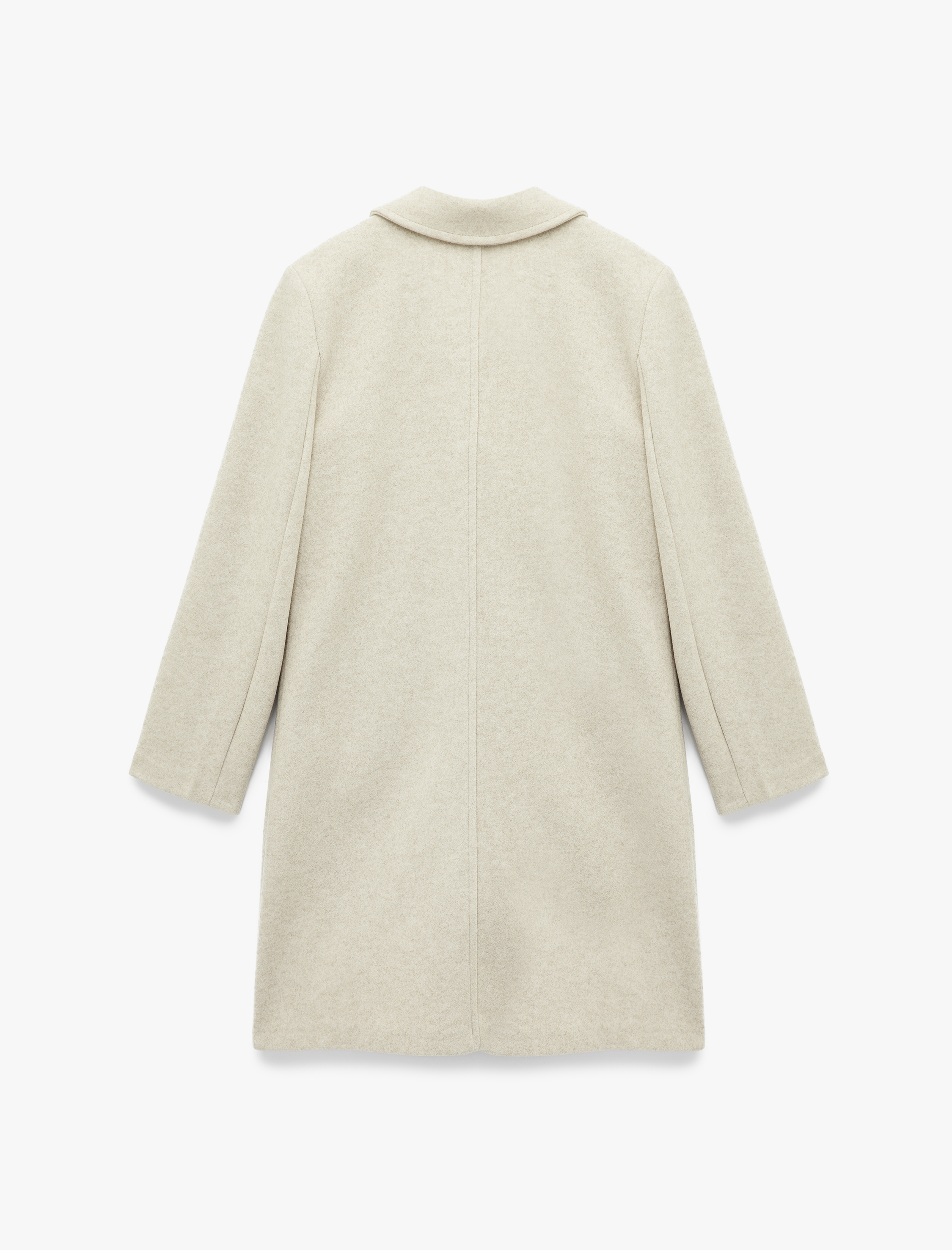   Uzun Kollu Düğmeli Cepli Kruvaze Uzun Kaşe Kaban