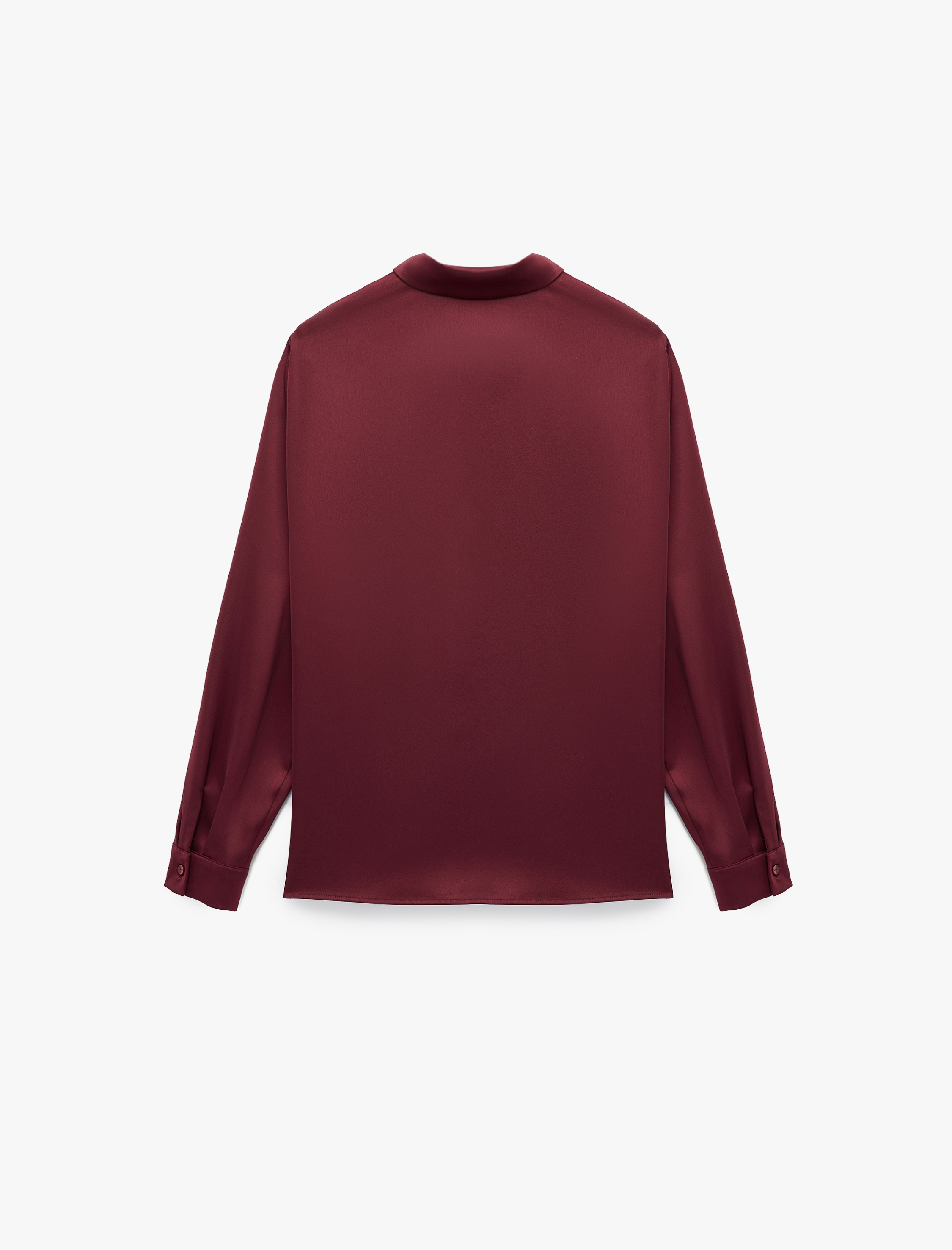   Klasik Yaka Uzun Kollu Düğmeli Saten Gömlek