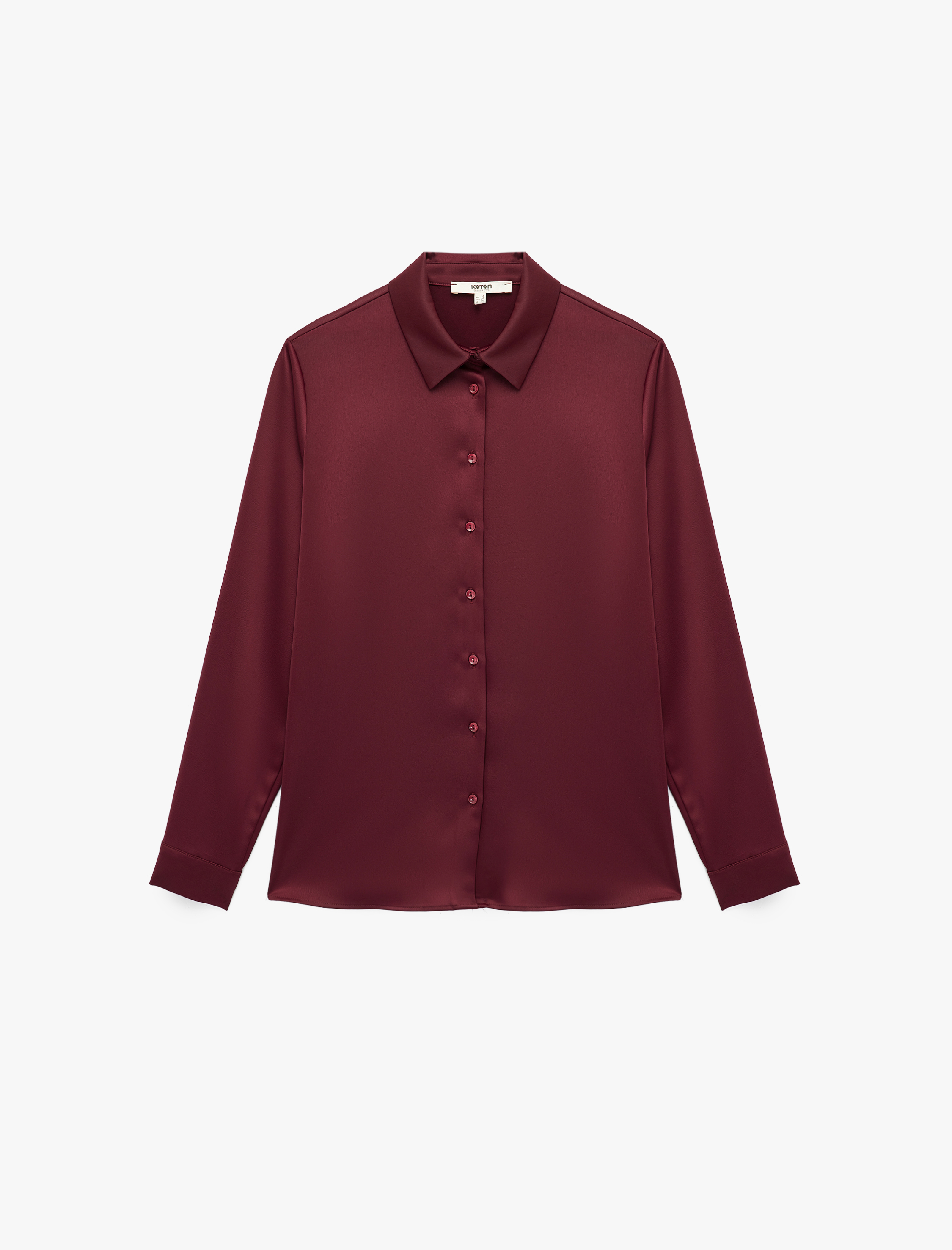   Klasik Yaka Uzun Kollu Düğmeli Saten Gömlek