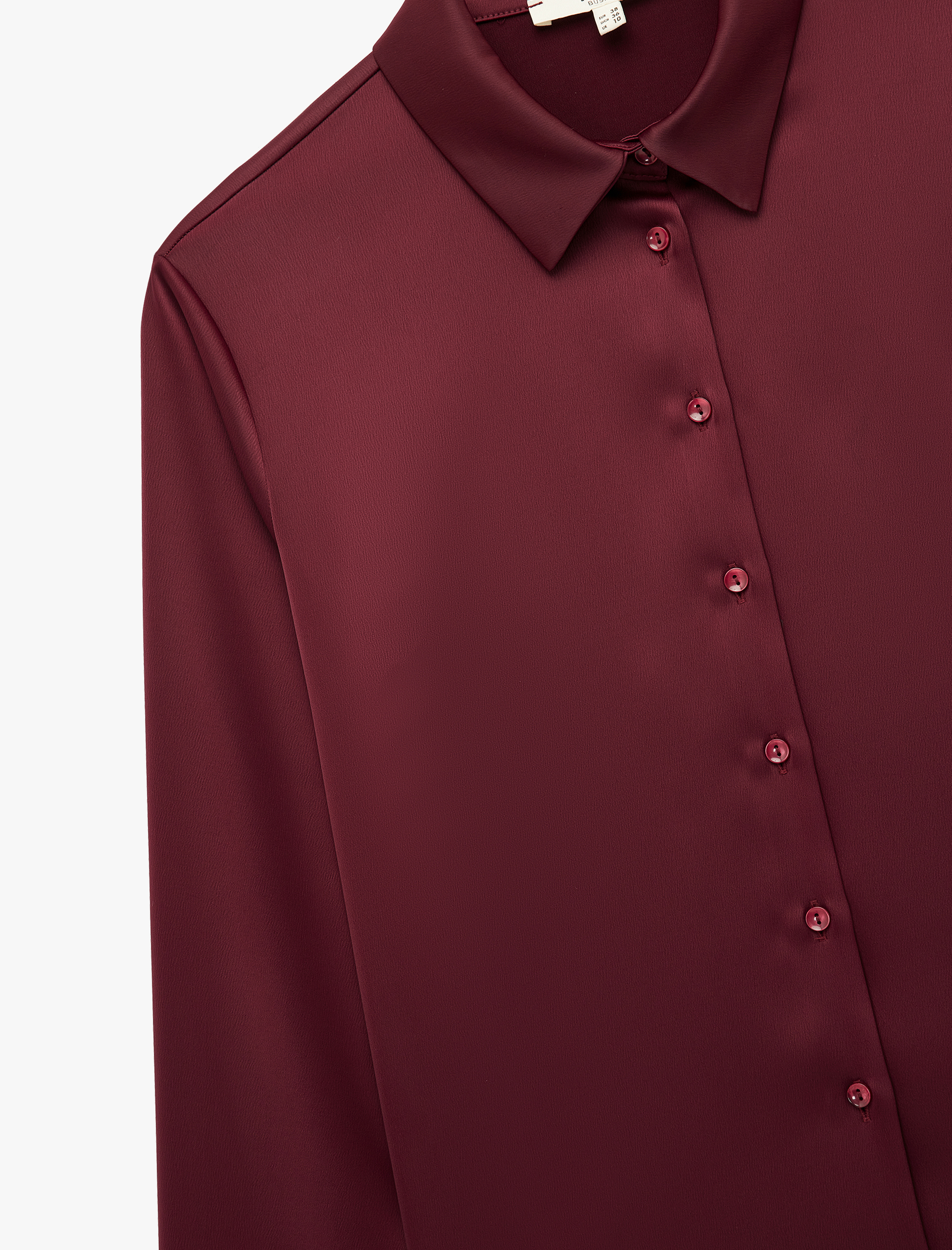   Klasik Yaka Uzun Kollu Düğmeli Saten Gömlek