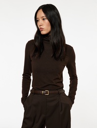 Slim Fit Boncuk İşleme Detaylı Uzun Kollu Balıkçı Yaka Tişört
