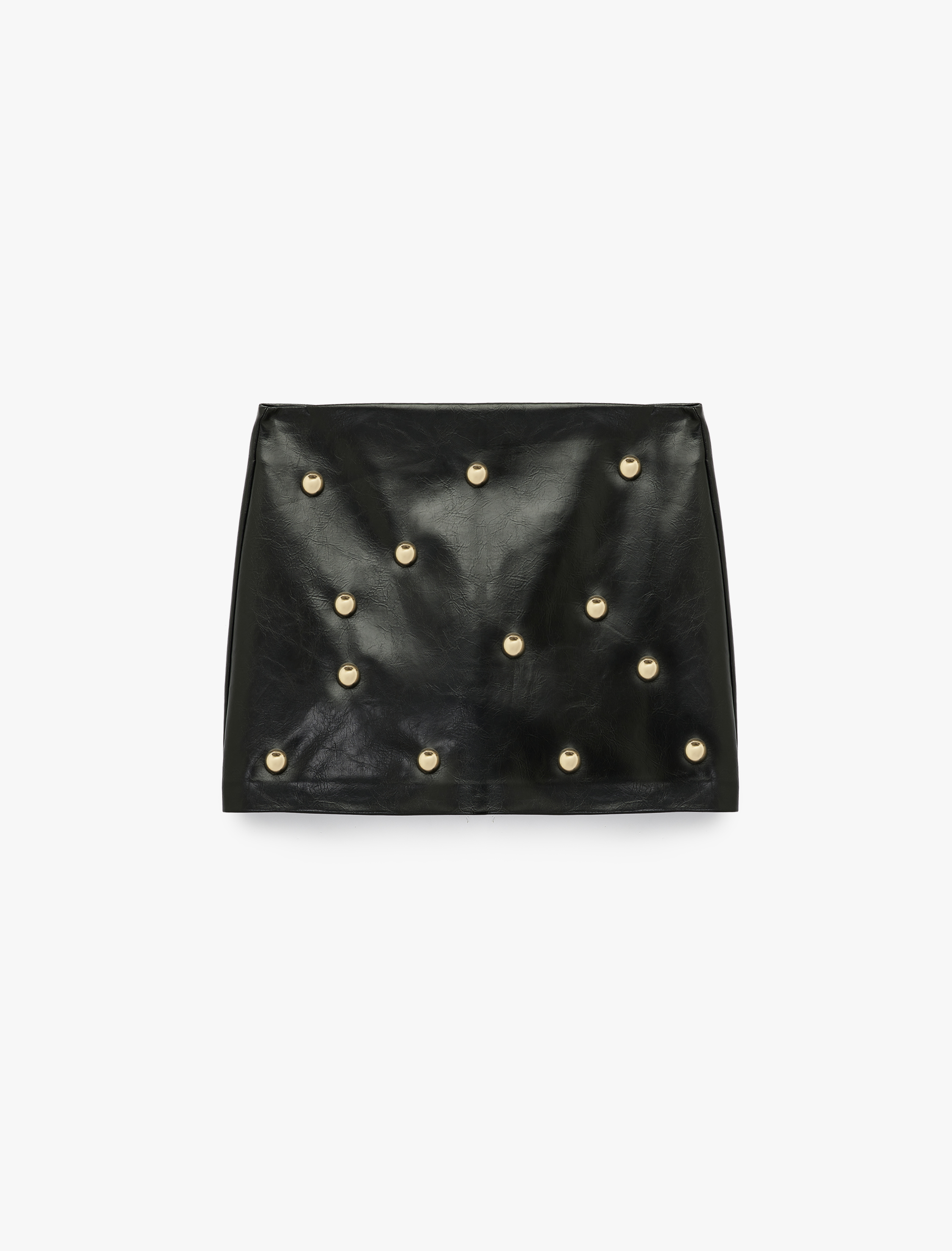   Suni Deri Troklu A Kesim Mini Etek