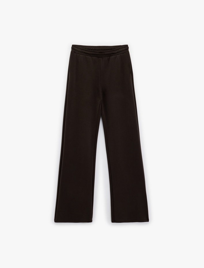  Yüksek Bel Geniş Paça Spor Eşofman Altı