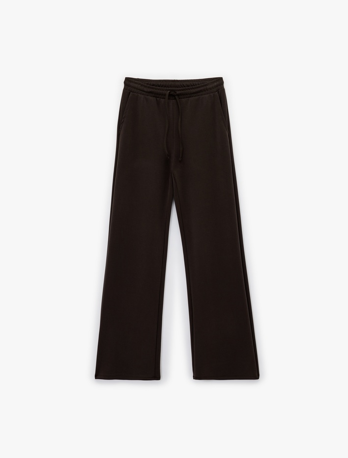  Yüksek Bel Geniş Paça Spor Eşofman Altı