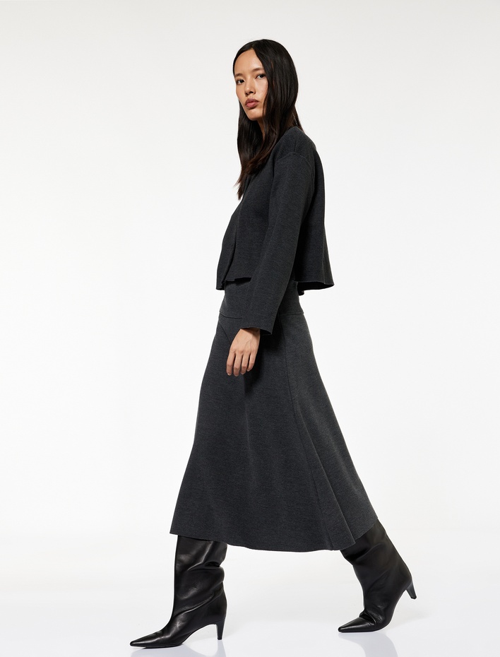  Dikiş Detaylı A Kesim Midi Etek