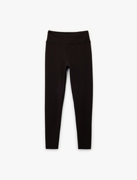 Yüksek Bel Skinny Fit İnterlok Dikiş Detaylı Spor Tayt