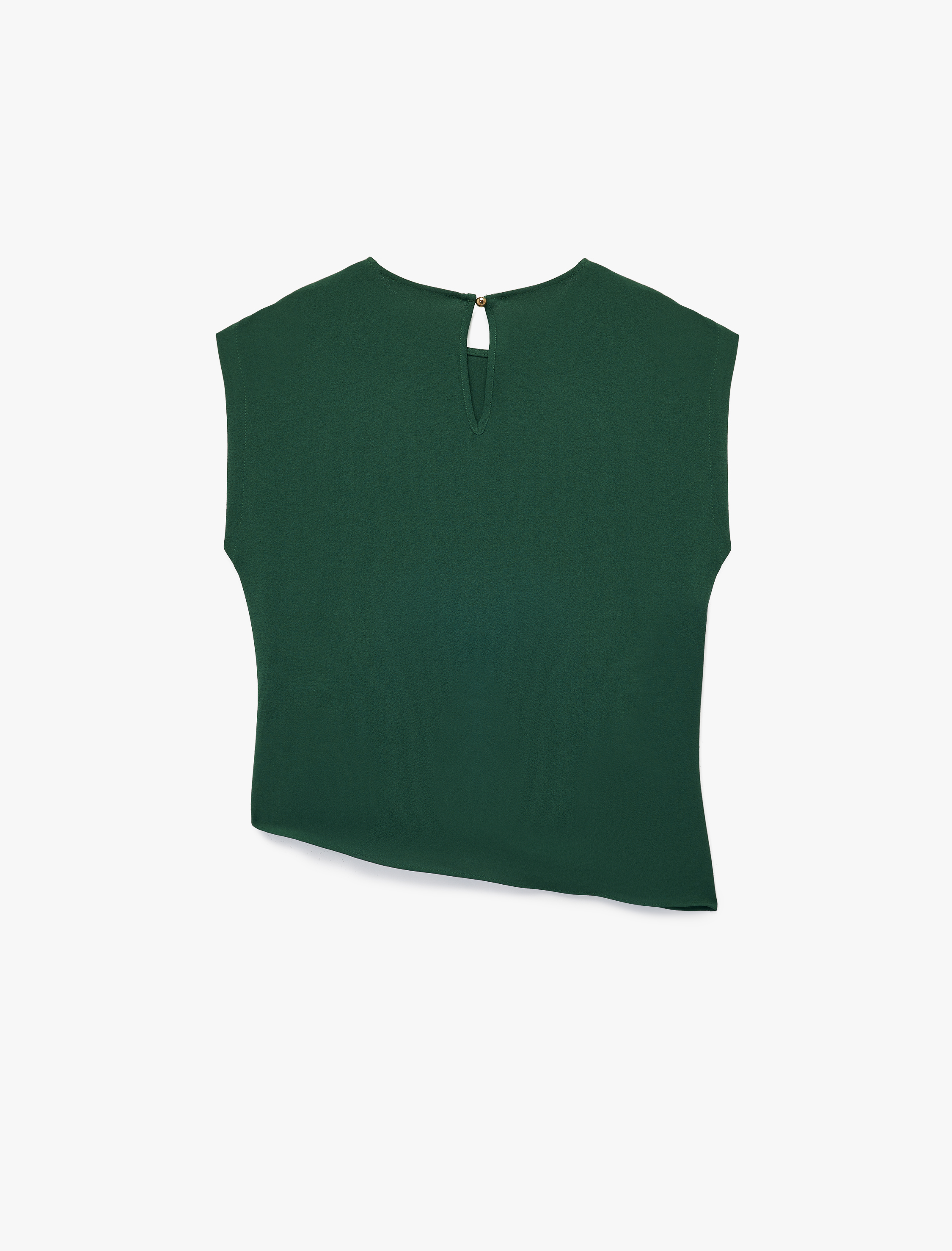   Bisiklet Yaka Asimetrik Kruvaze Krep Kolsuz Bluz