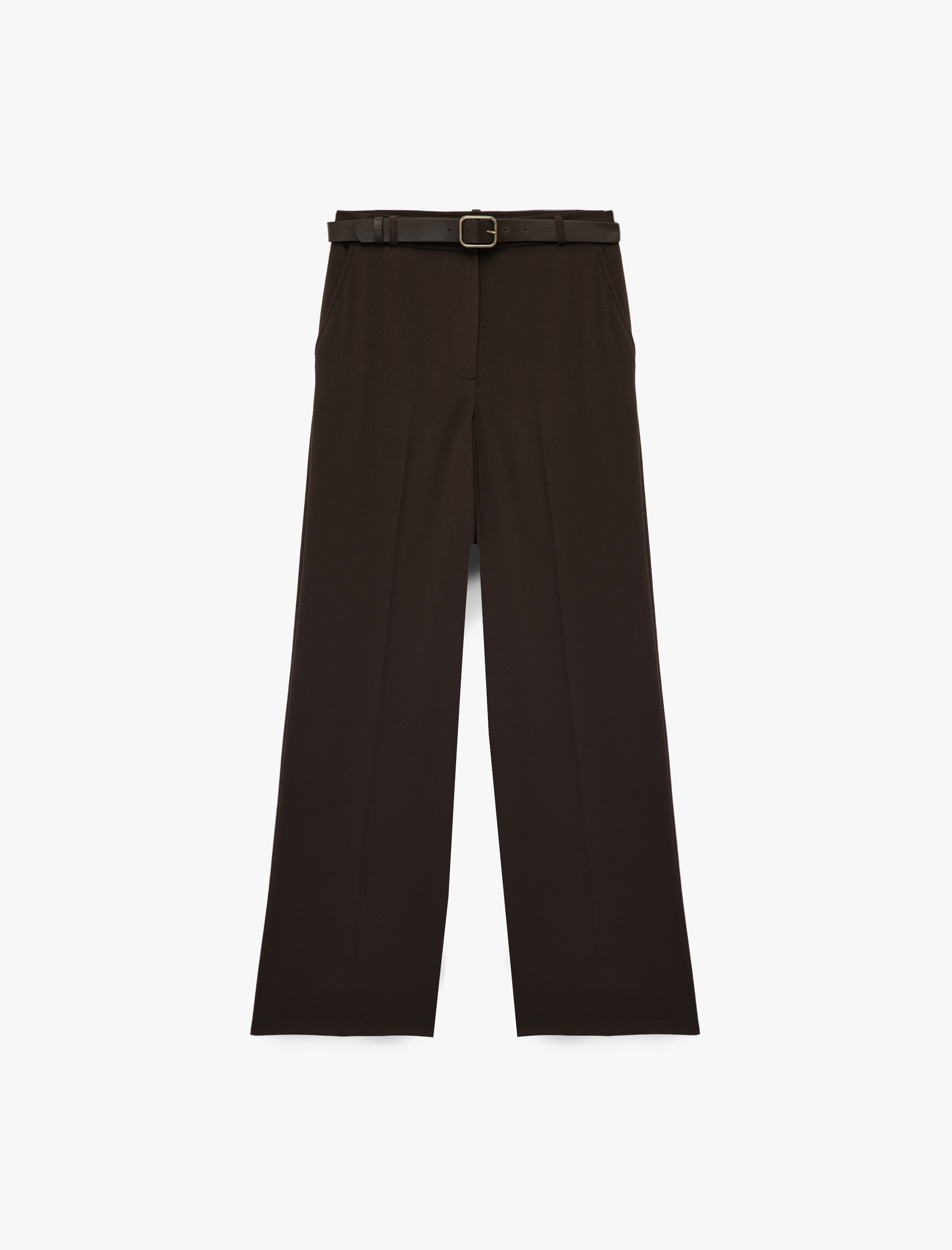   Cepli Kemer Detaylı Geniş Paça Palazzo Kumaş Pantolon