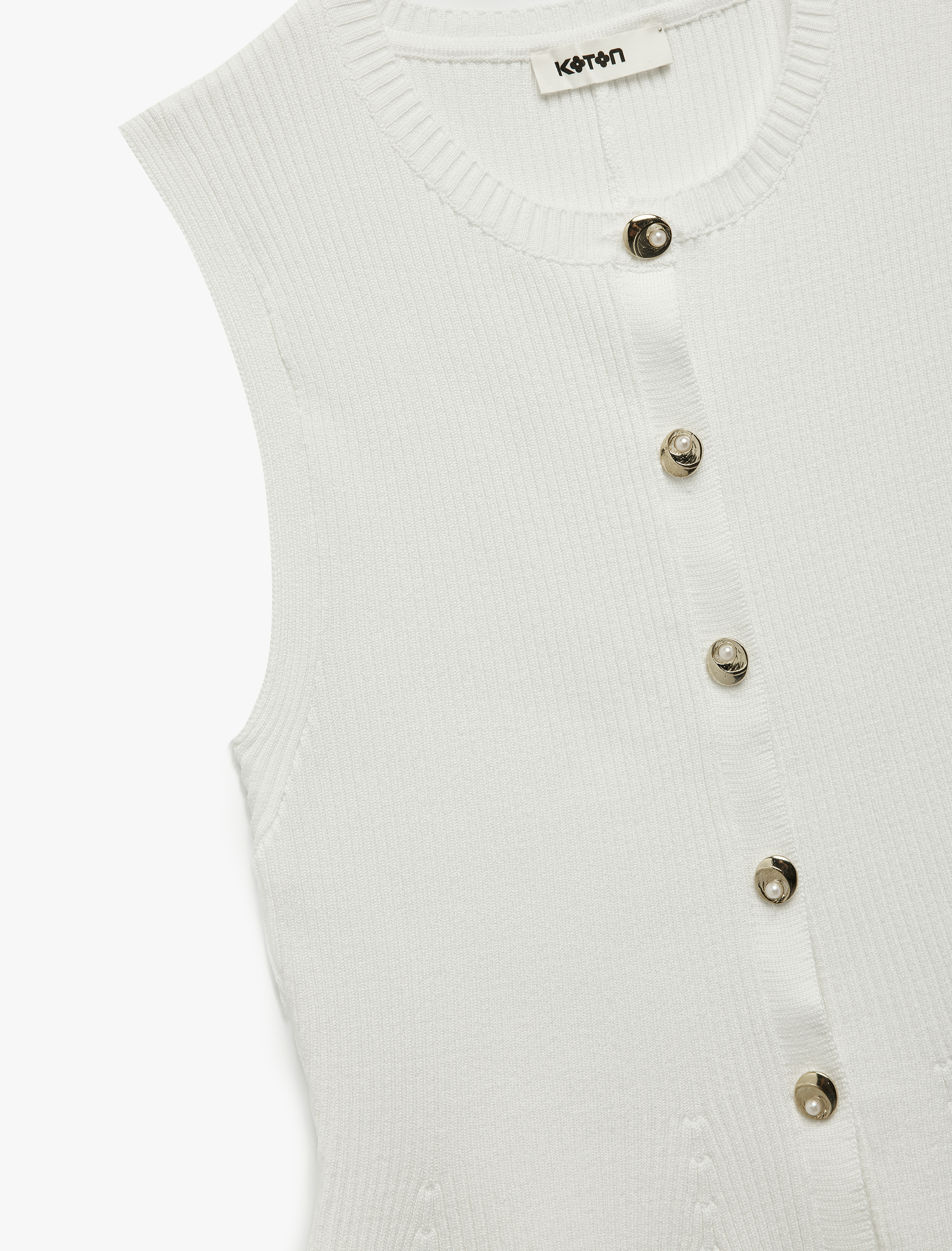   Düğmeli Bisiklet Yaka Peplum Kesim Triko Yelek