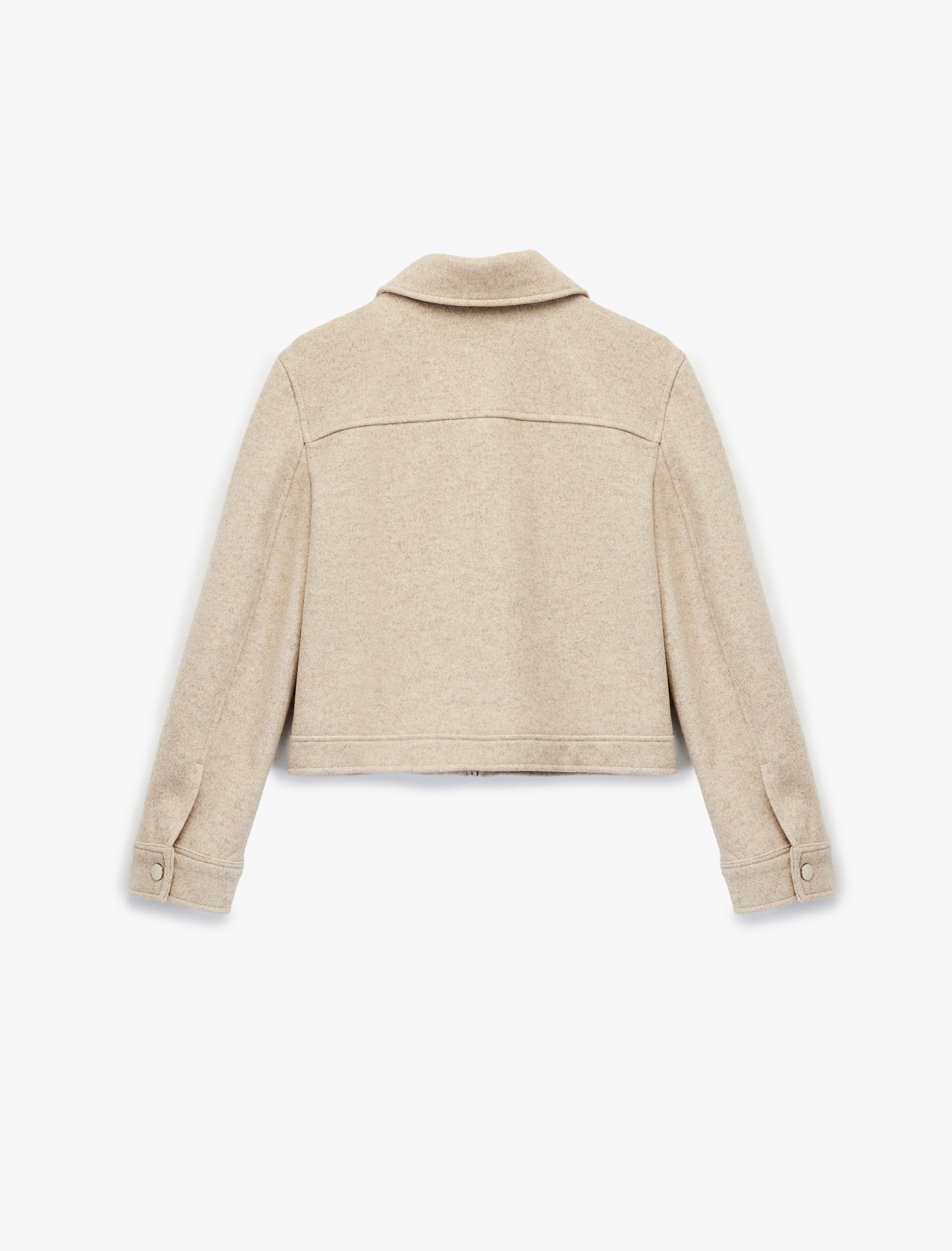   Kısa Kaban Kaşe Cepli Uzun Kollu Fermuarlı