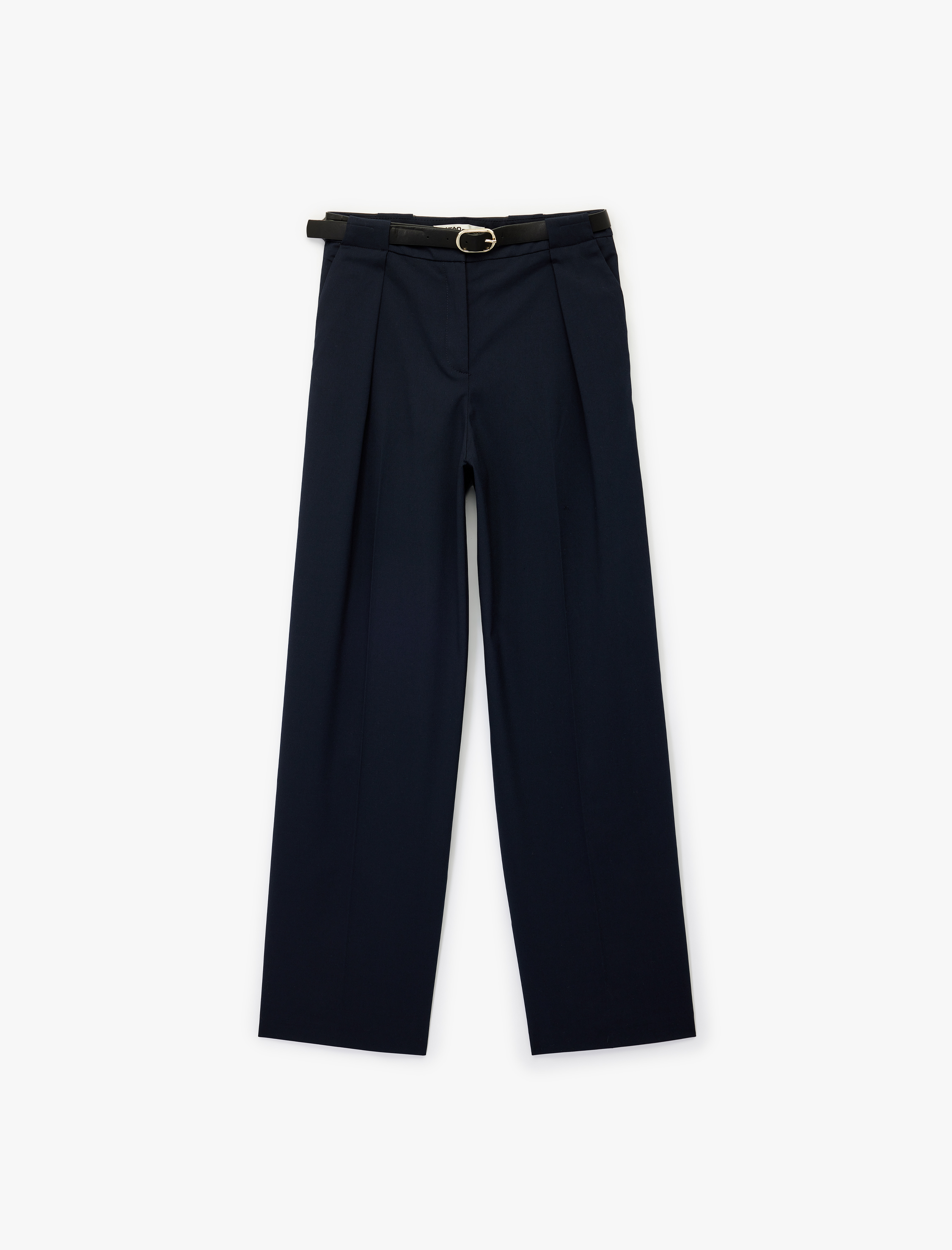   Viskon Karışımlı Yüksek Bel Kemerli Geniş Paça Kumaş Pantolon