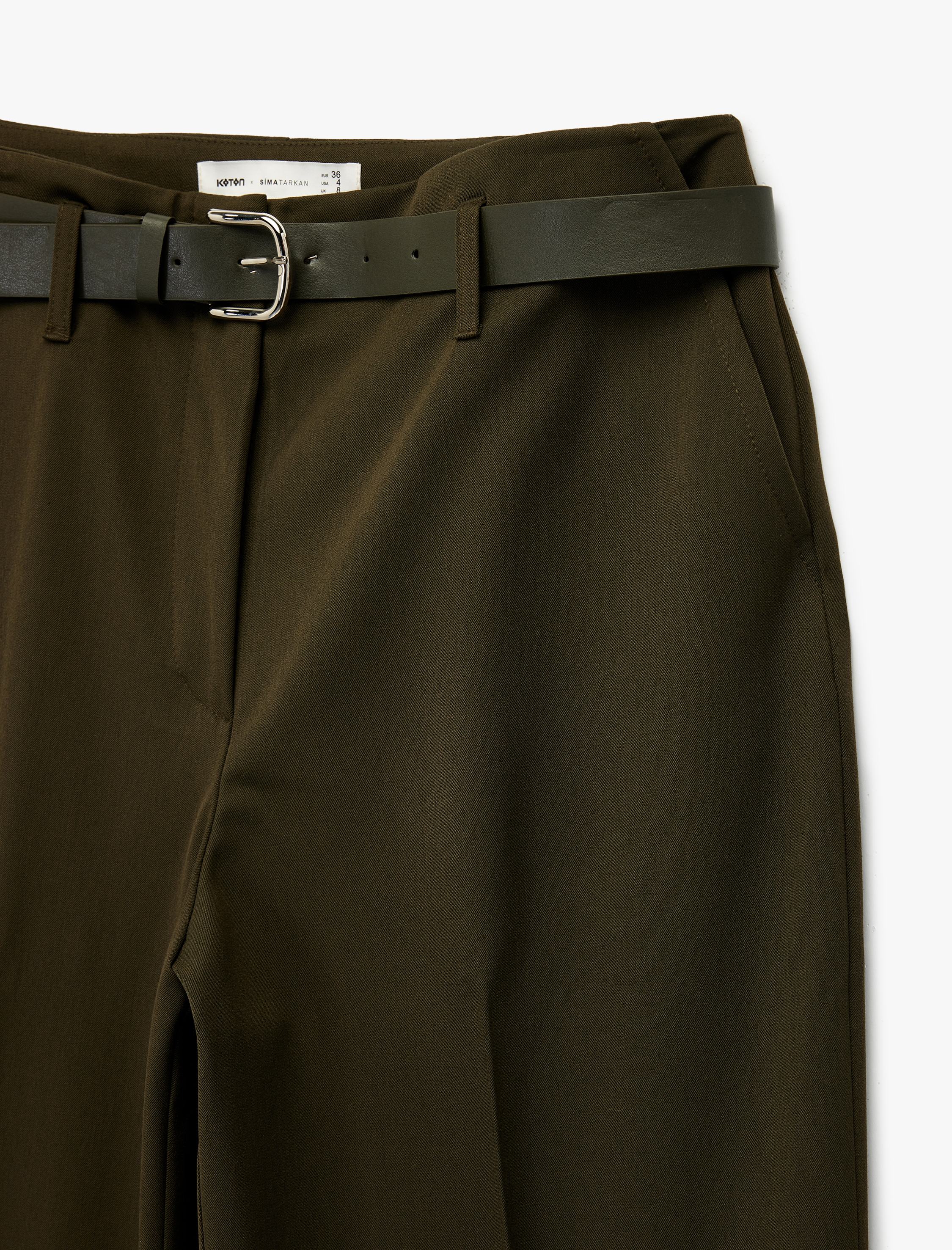   Koton X Sima Tarkan - Nervürlü Cepli Straight Fit Kemerli Bol Paça Pantolon