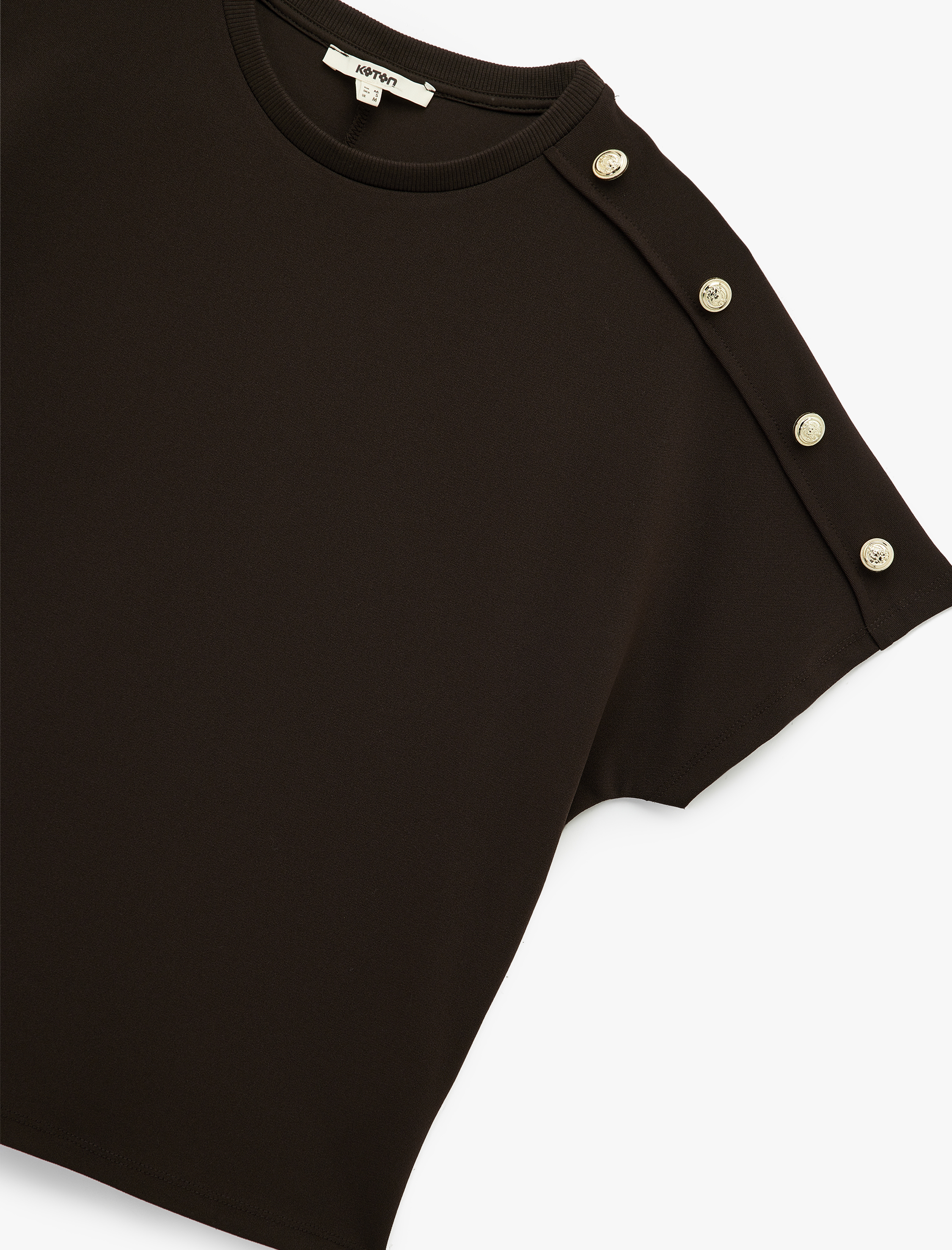   Regular Fit Kısa Kollu Bisiklet Yaka Düğmeli Tişört