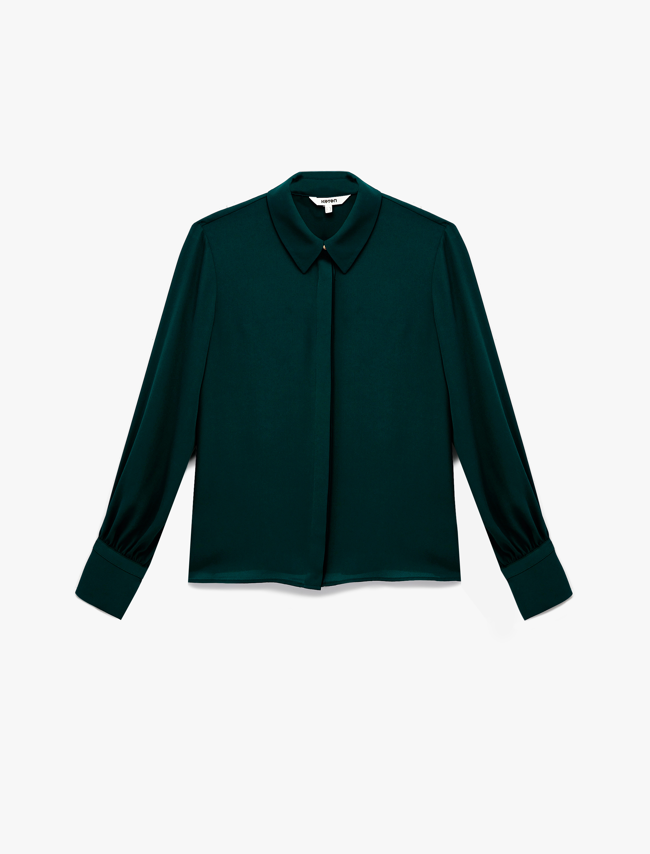   Klasik Yaka Düğmeli Uzun Kollu Krep Gömlek