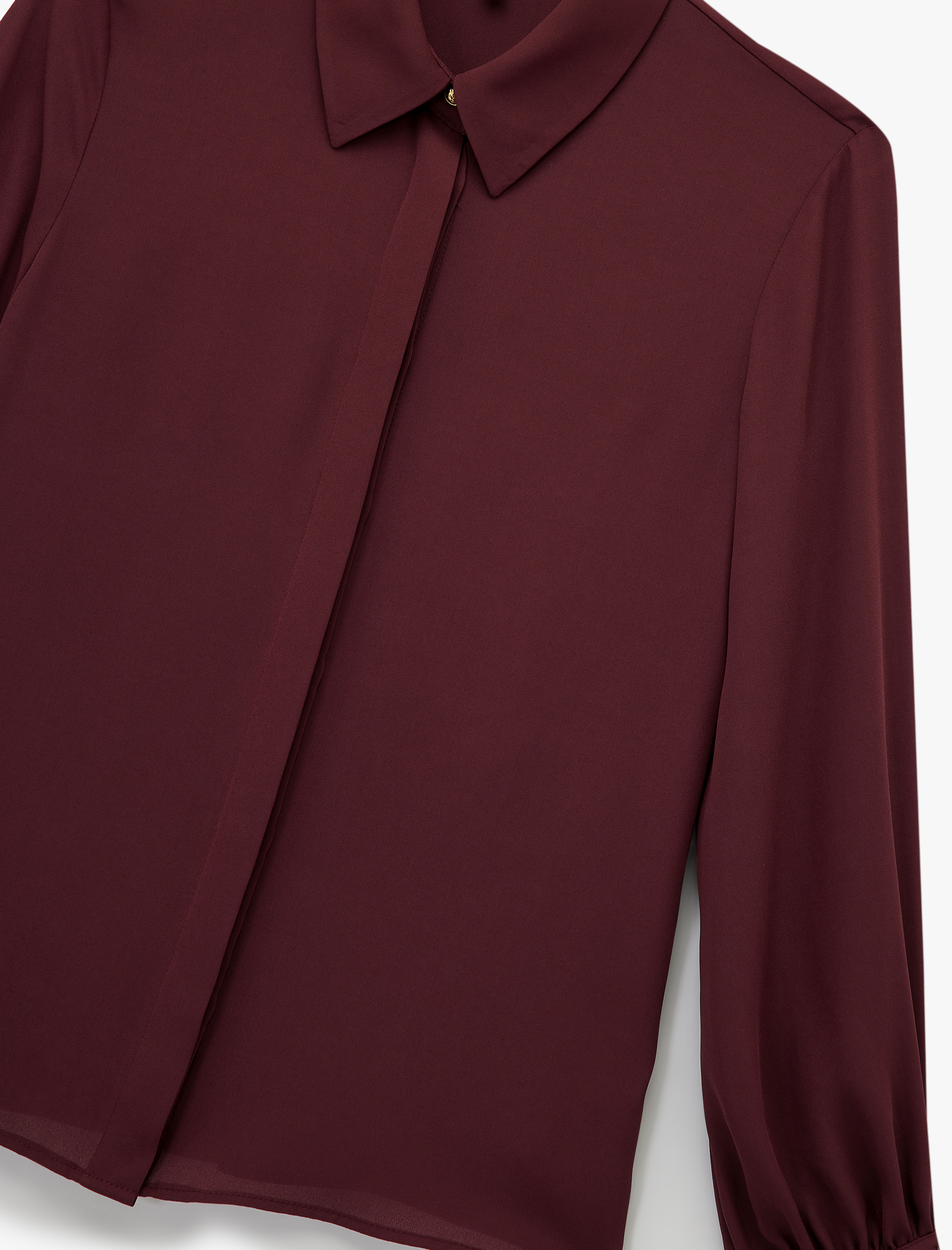   Klasik Yaka Düğmeli Uzun Kollu Krep Gömlek