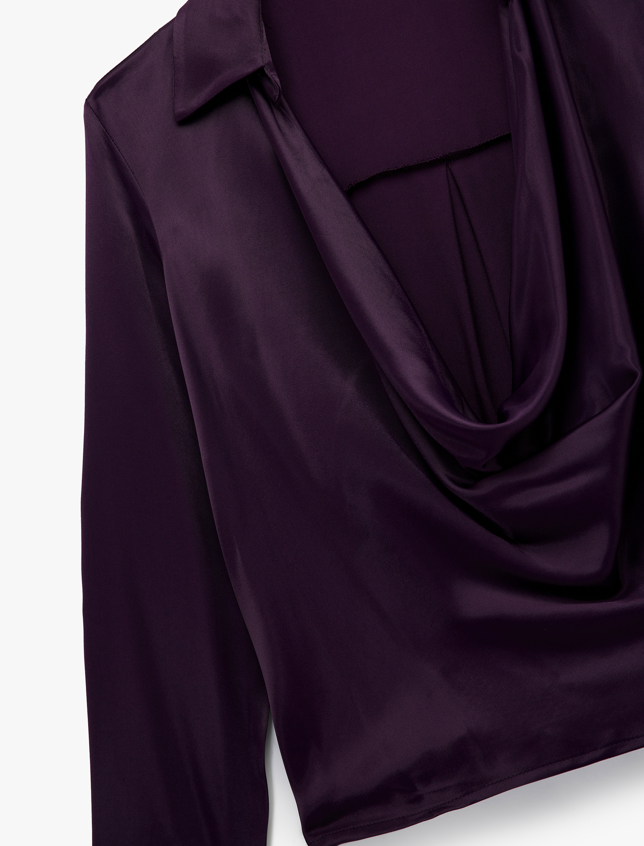   Degaje Yaka Uzun Kollu Viskon Saten Bluz