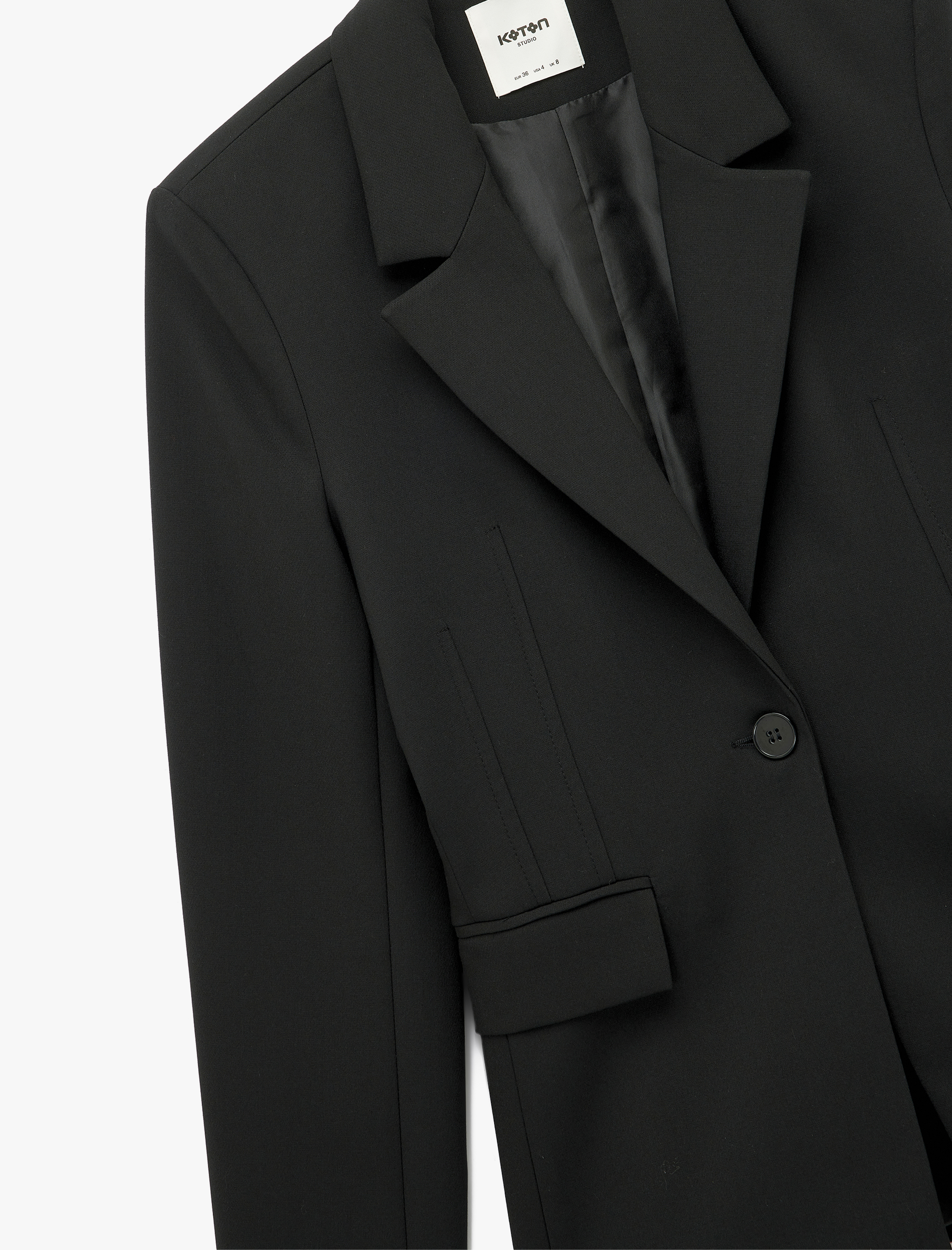   Slim Fit Uzun Kollu Cep Detaylı Düğmeli Geniş Yaka Blazer Ceket