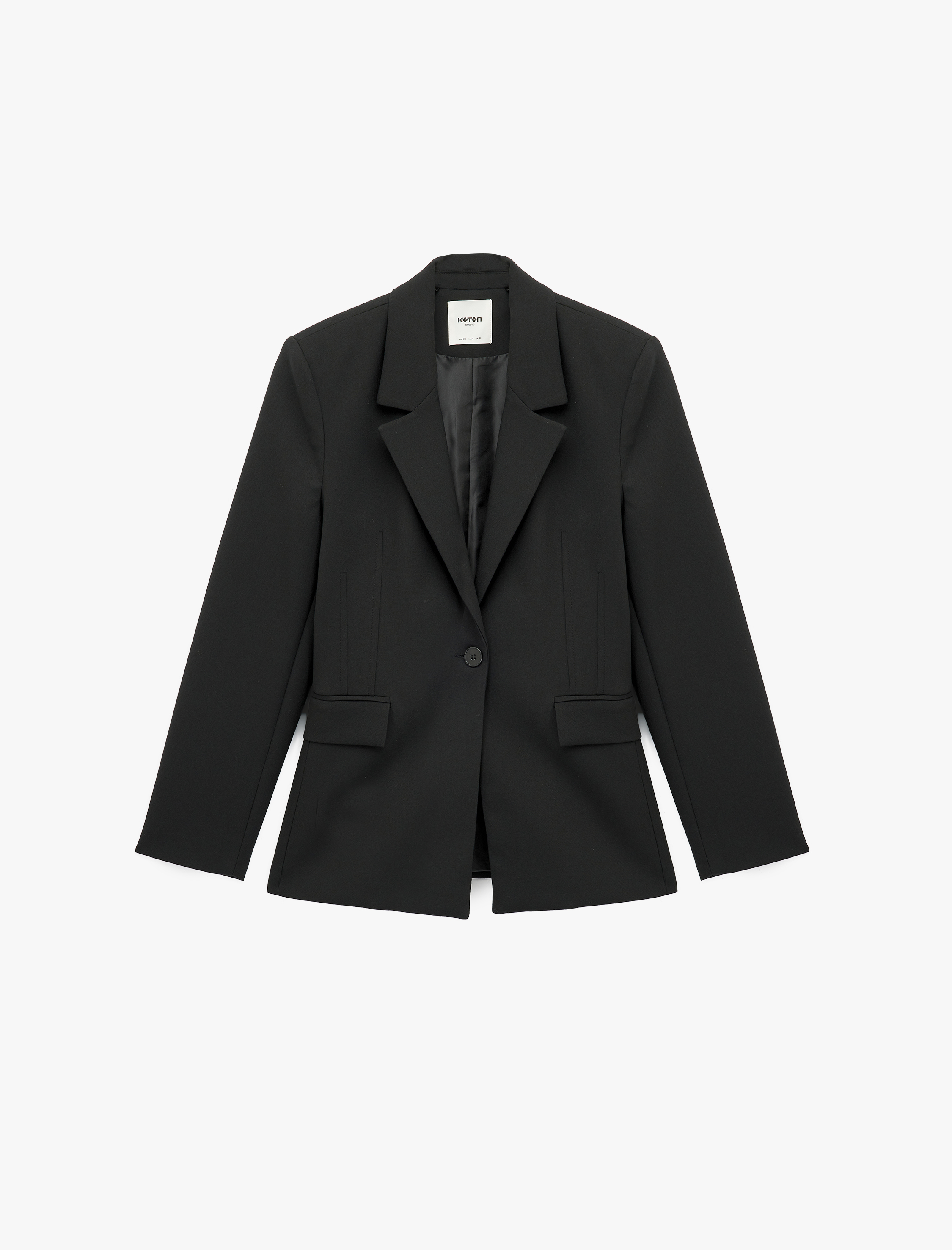   Slim Fit Uzun Kollu Cep Detaylı Düğmeli Geniş Yaka Blazer Ceket