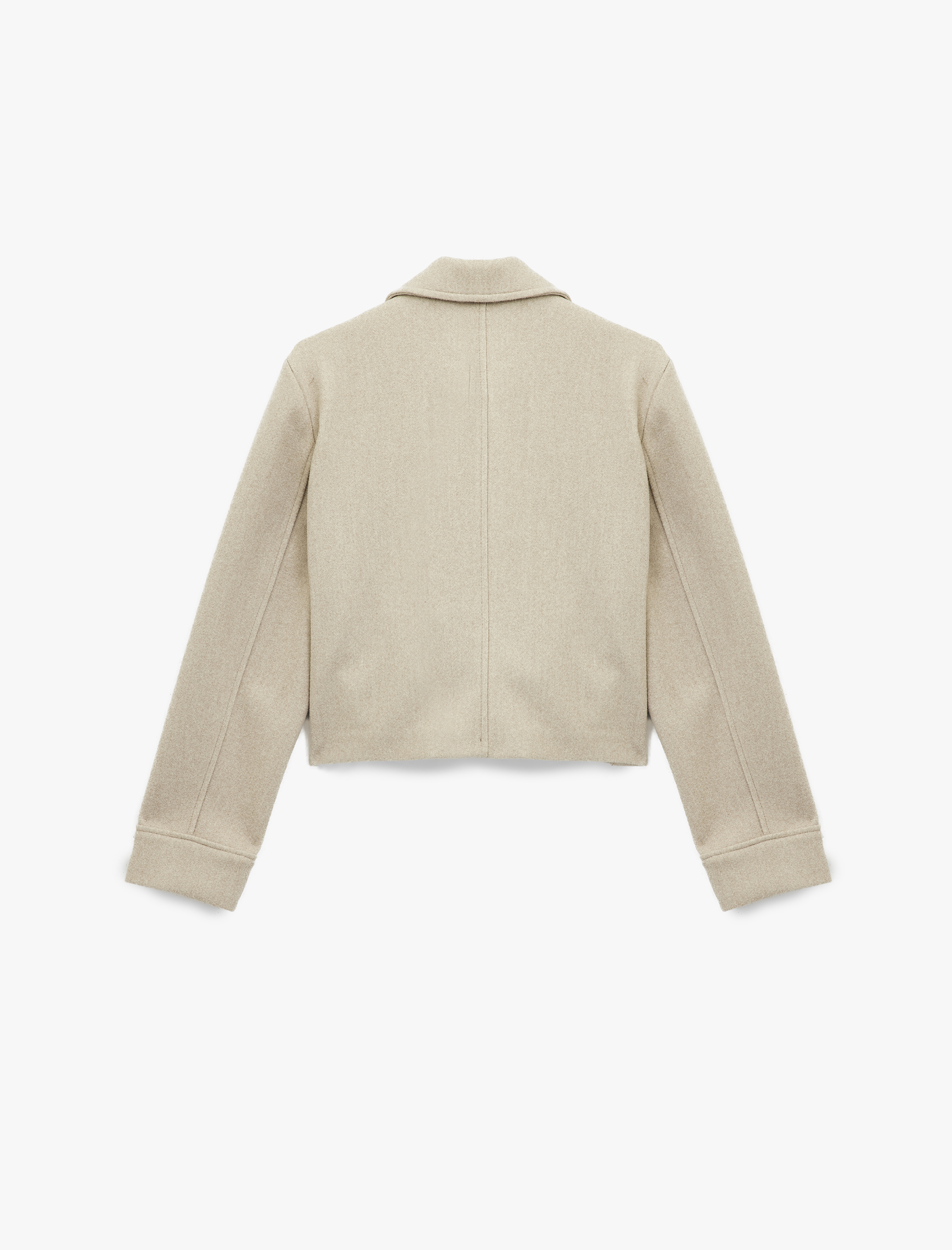   Gömlek Yaka Cepli Uzun Kollu Kaşe Crop Ceket