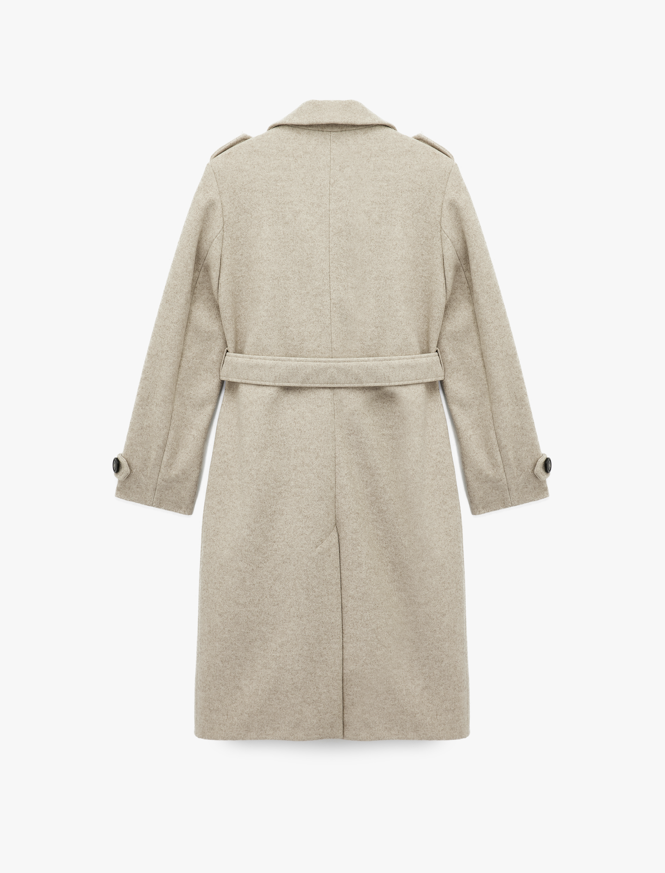   Uzun Kollu Kruvaze Kemerli Uzun Kaşe Kaban