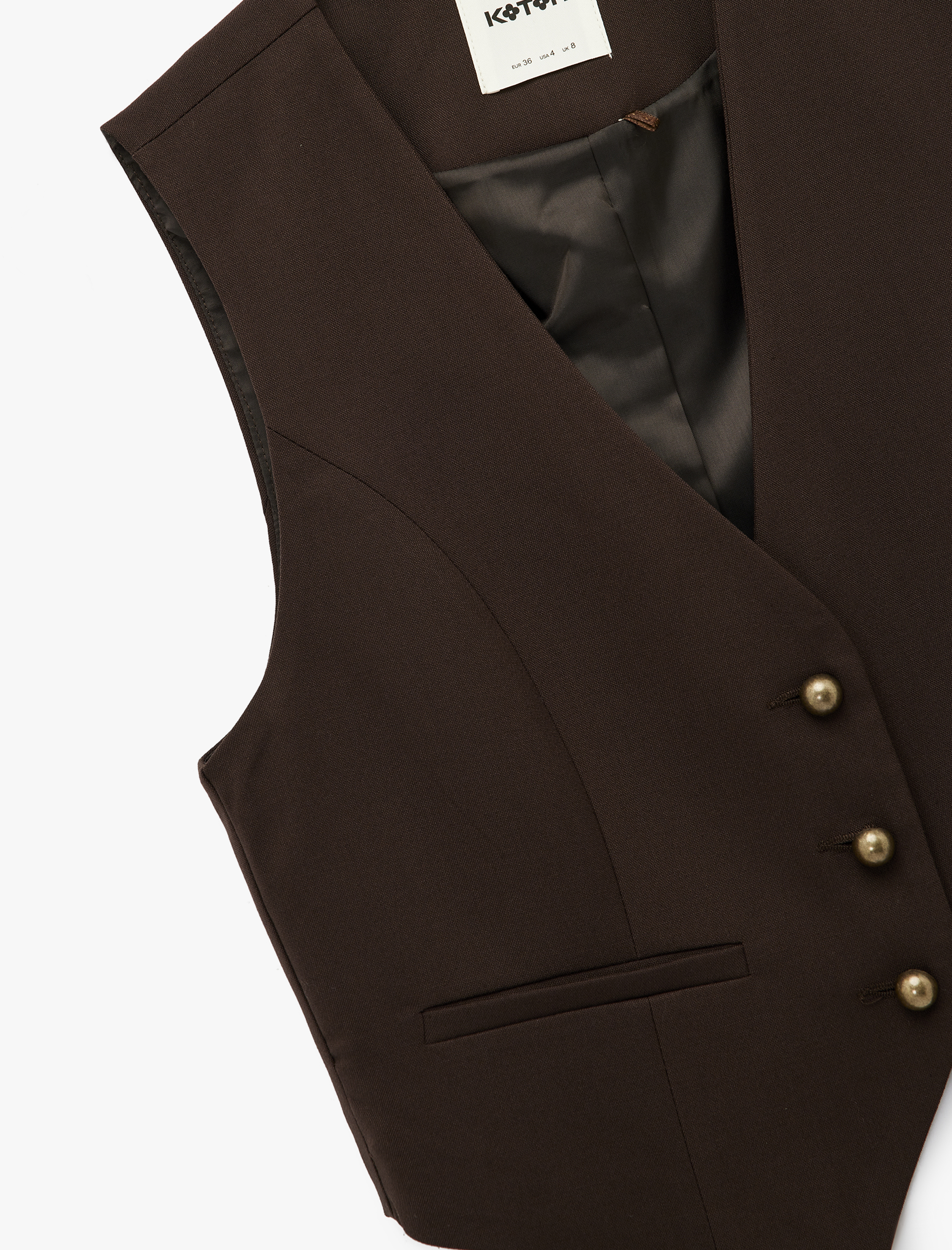   Slim Fit V Yaka Düğmeli Crop Blazer Yelek