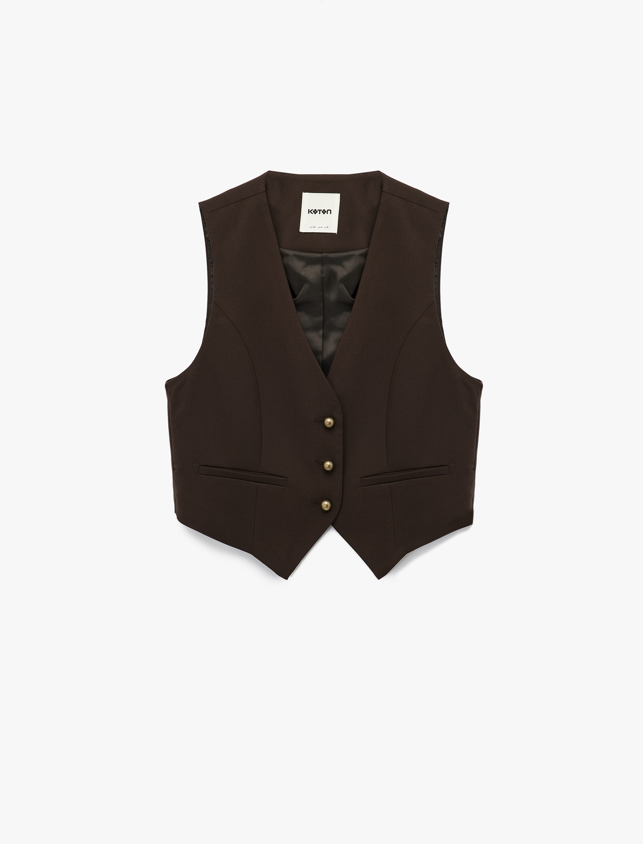   Slim Fit V Yaka Düğmeli Crop Blazer Yelek