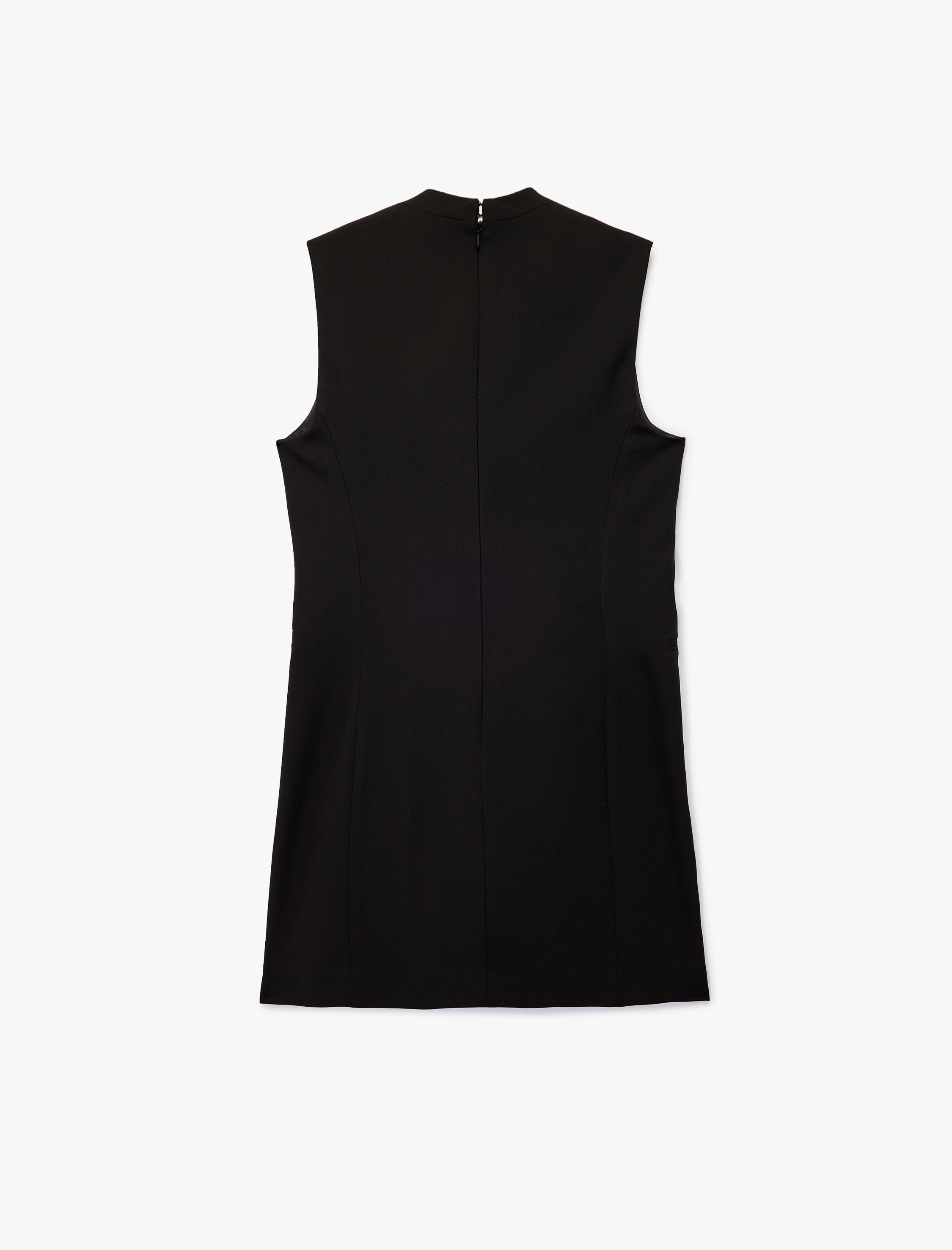   Kruvaze Yaka Kuşak Detaylı Kolsuz Mini Elbise